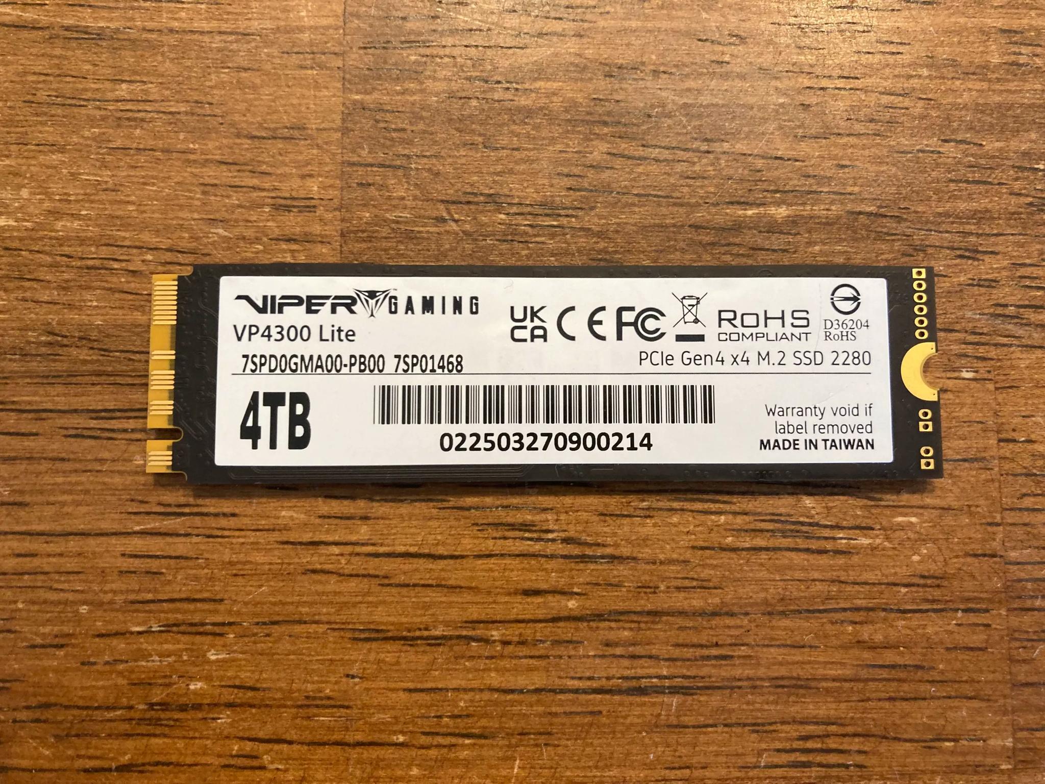 Patriot Viper VP4300 Lite 4TB NVME SSD