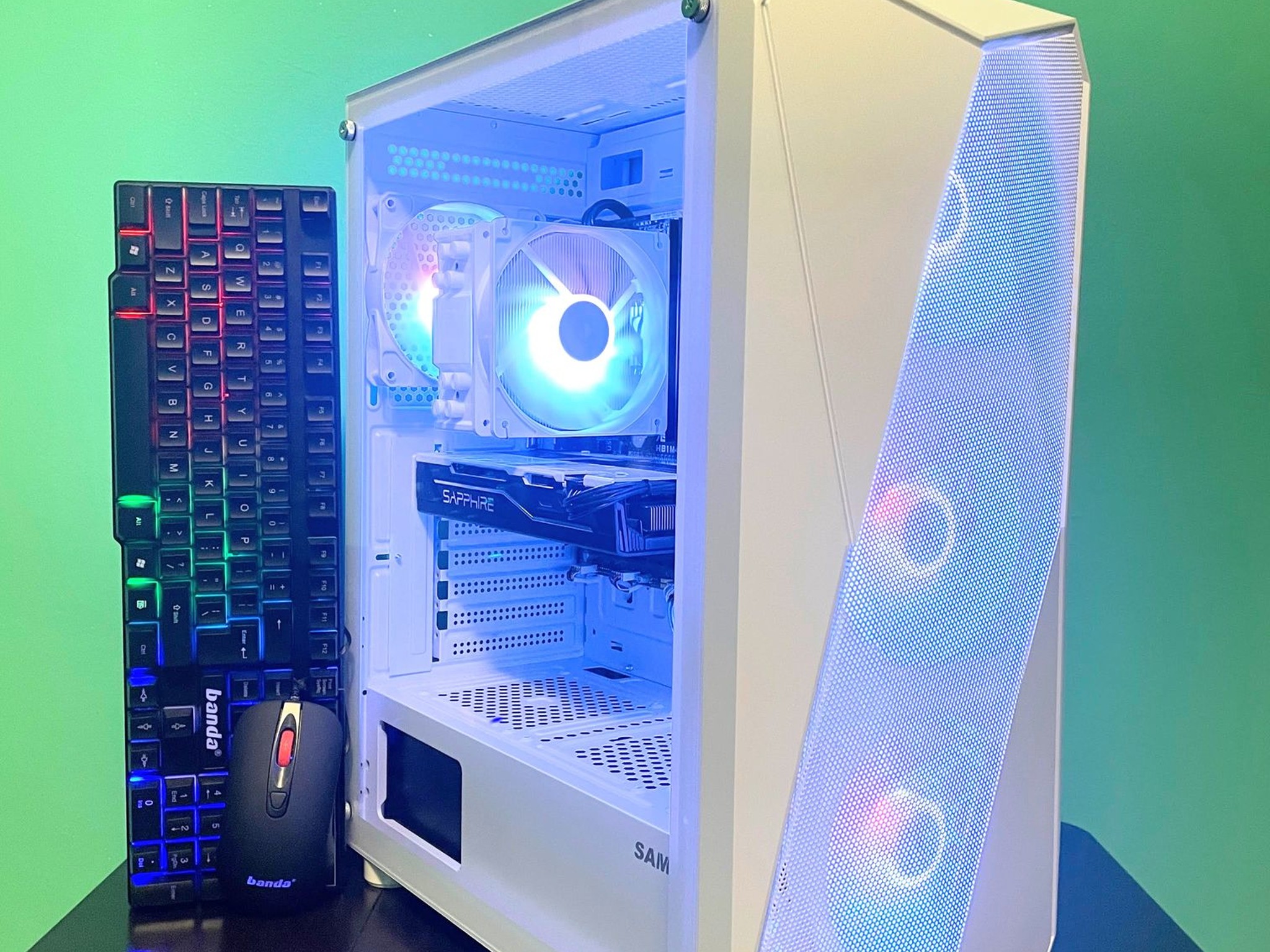 Frost White Budget Gaming PC | Intel i7 / AMD RX580 / 8GB / 1.1TB Win 11 Pro + Wi-Fi