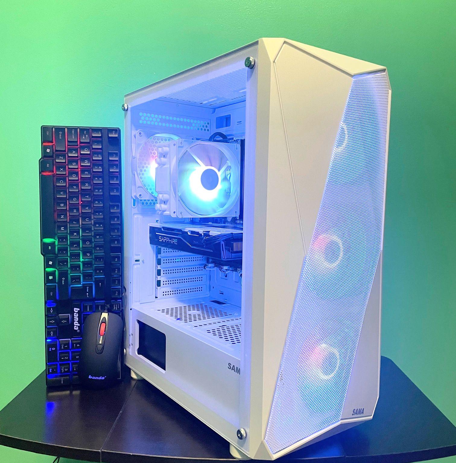 Frost White Budget Gaming PC | Intel i7 / AMD RX580 / 8GB / 1.1TB Win 11 Pro + Wi-Fi