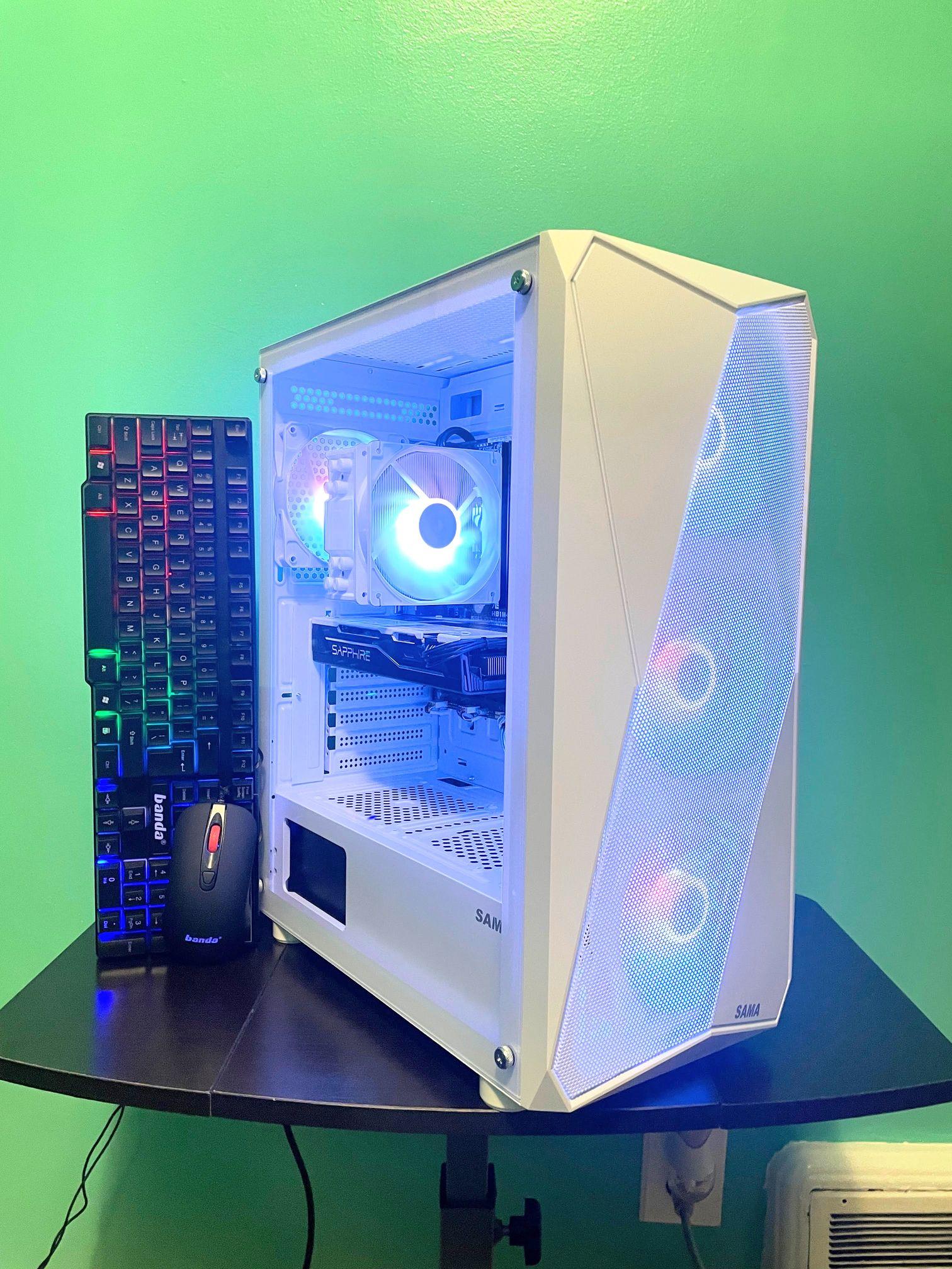 Frost White Budget Gaming PC | Intel i7 / AMD RX580 / 8GB / 1.1TB Win 11 Pro + Wi-Fi