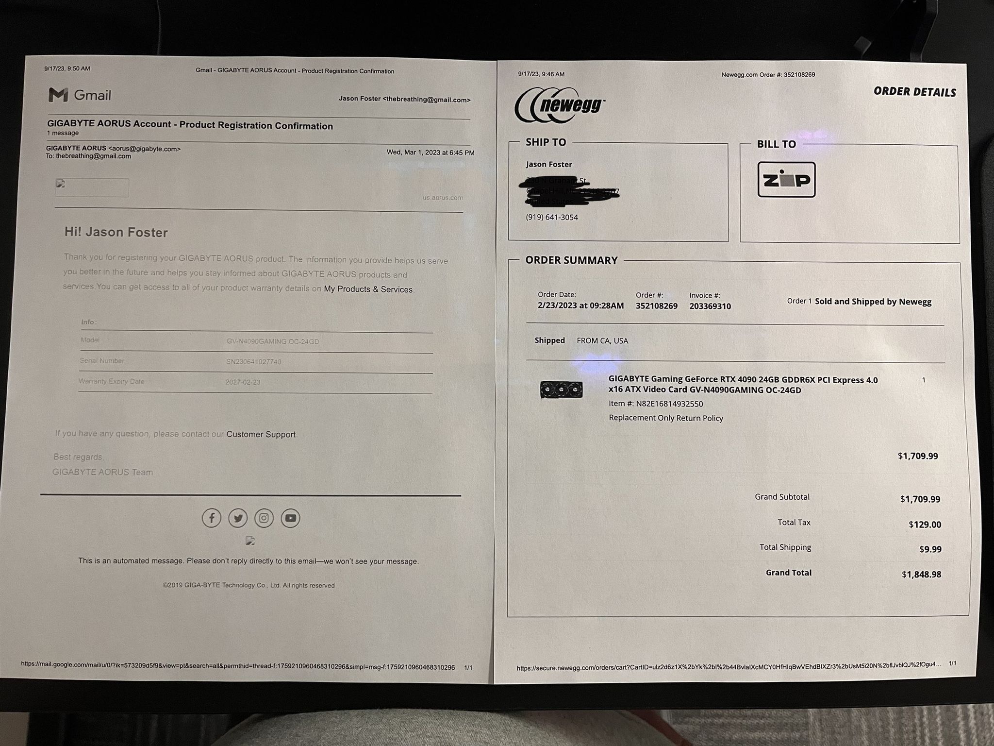 Gigabyte GeForce RTX 4090 GAMING OC 24G