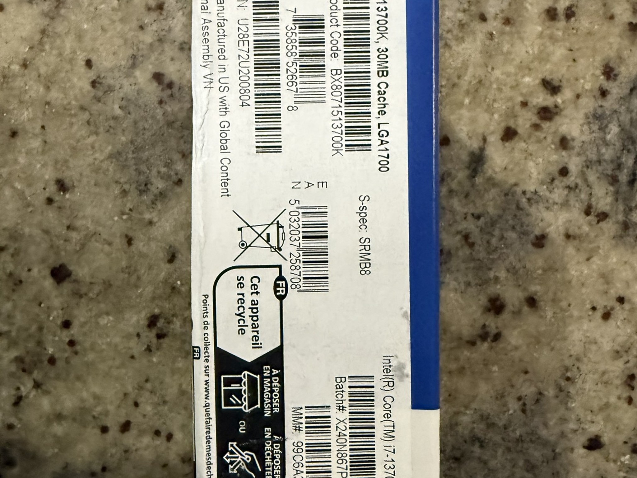 Intel Core i7-13700K 3.4GHz 16-Core 24-Thread LGA1700 CPU SRMB8