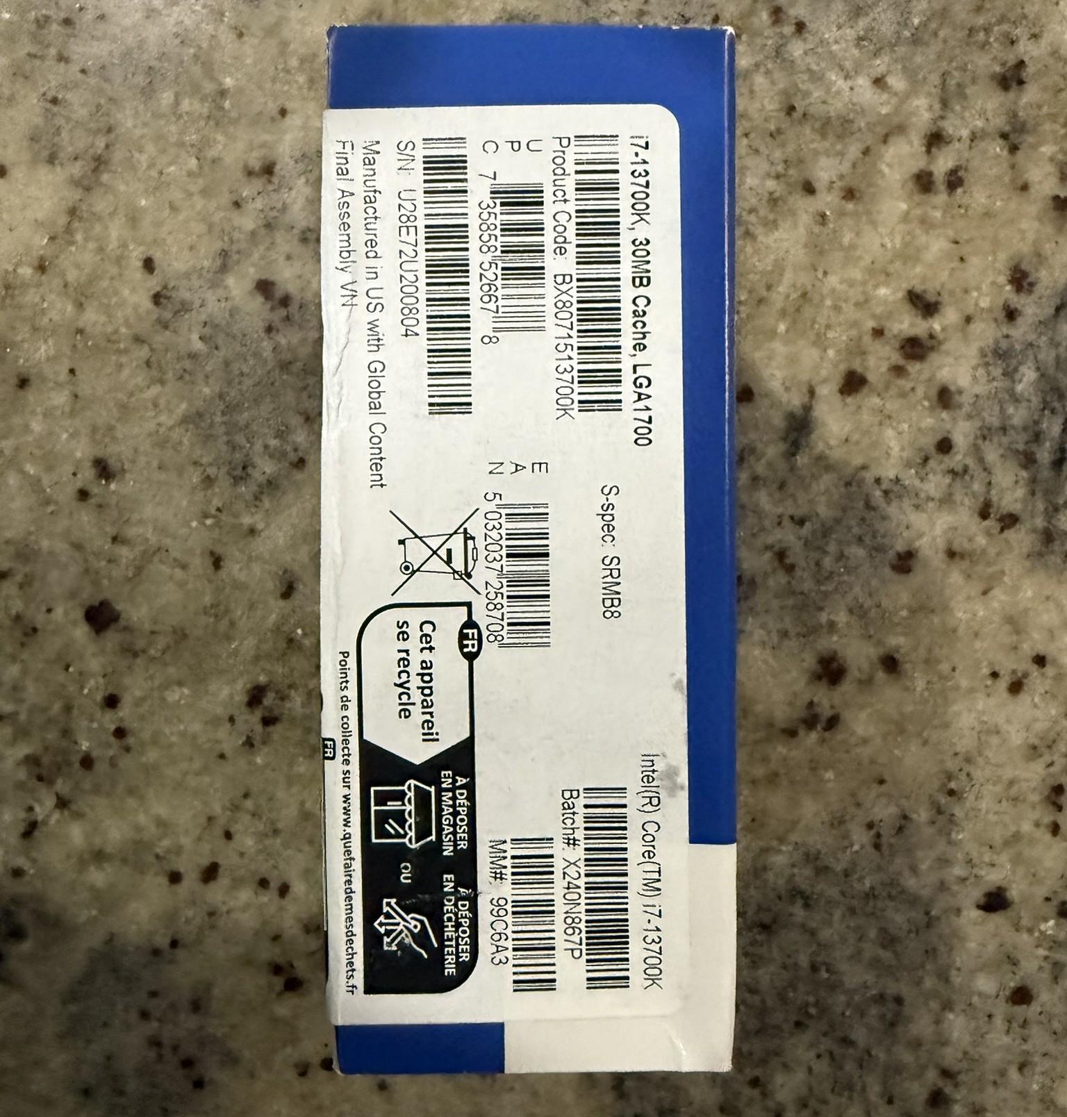 Intel Core i7-13700K 3.4GHz 16-Core 24-Thread LGA1700 CPU SRMB8