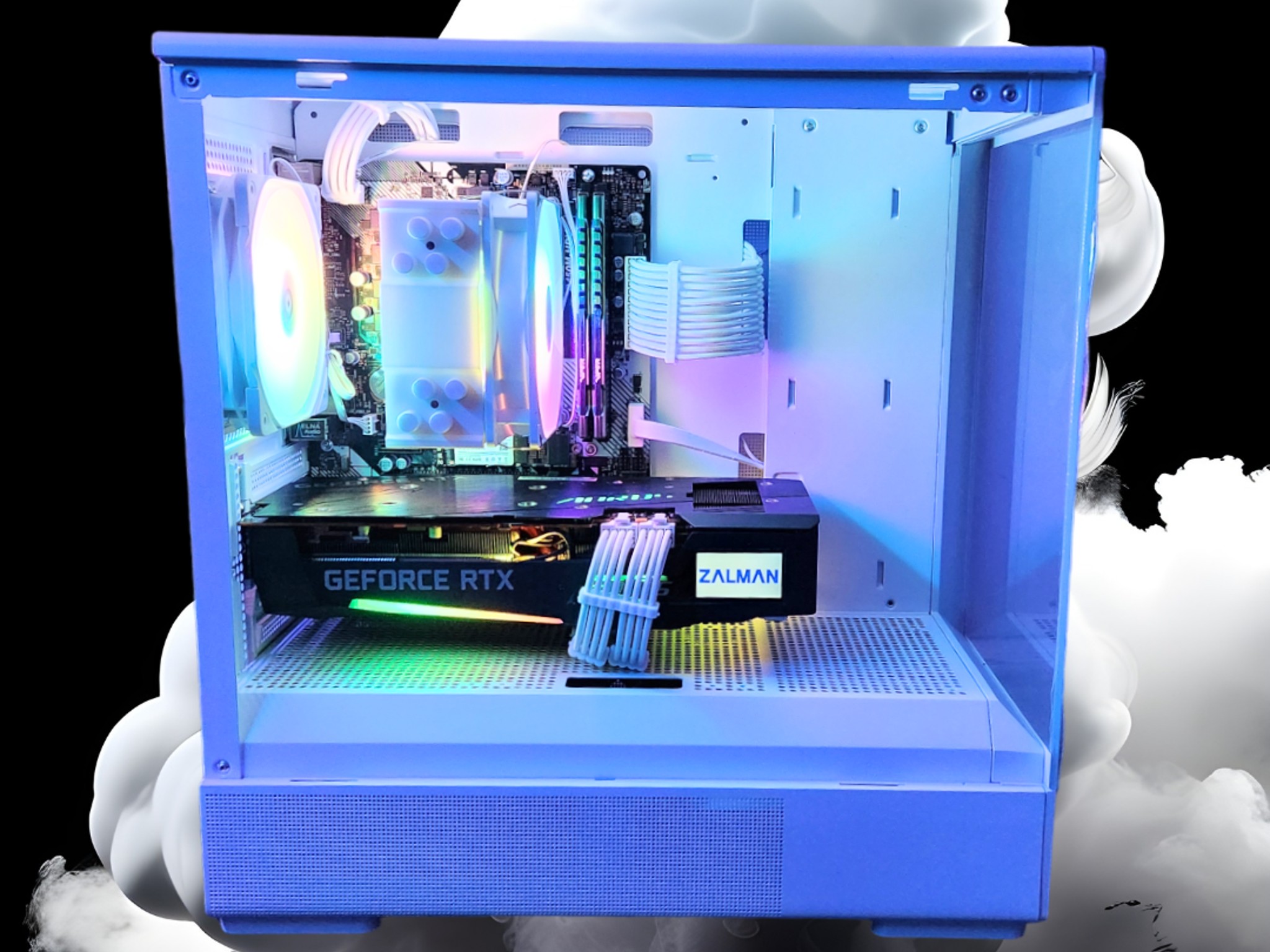 🛰Satellite🚀: RTX 3060 TI | Ryzen 3600x | 16GB DDR4 RAM | 512GB SSD | 2 Glass Sides | White RGB PC
