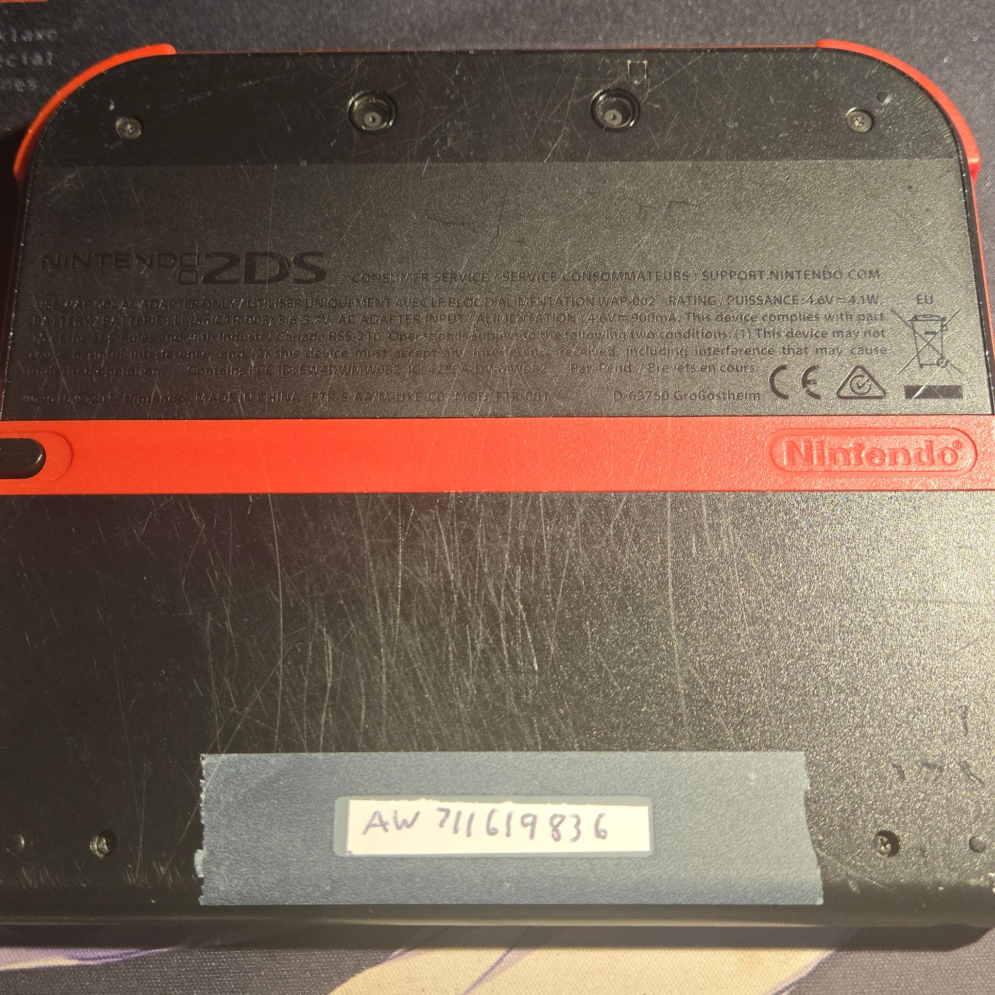 CUSTOM USED Nintendo 2DS Black/Red Handheld Console, Yo-Kai Watch Edition