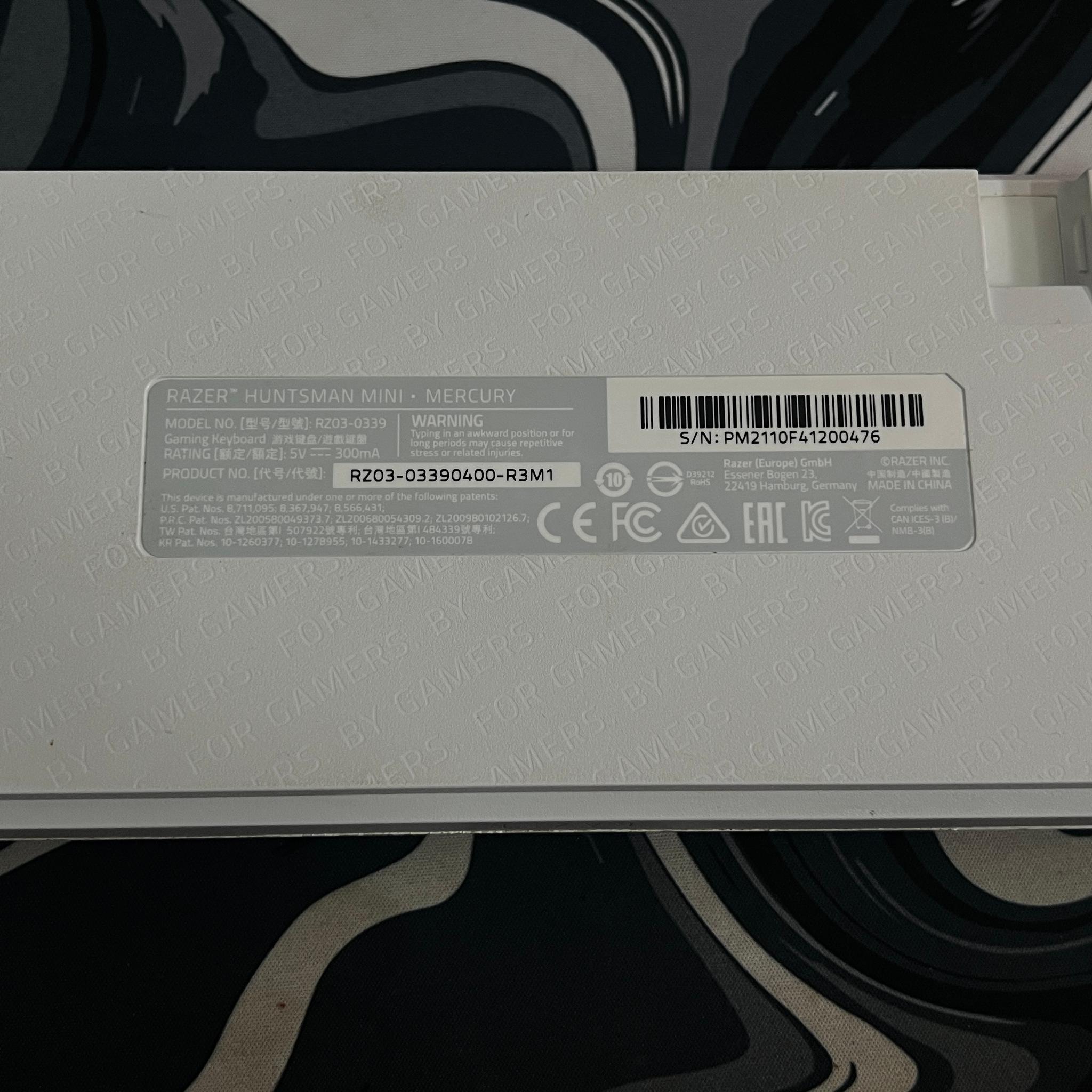 Razer Huntsman Mini Mercury White 60% Optical Keyboard – Foam Mod – Clean