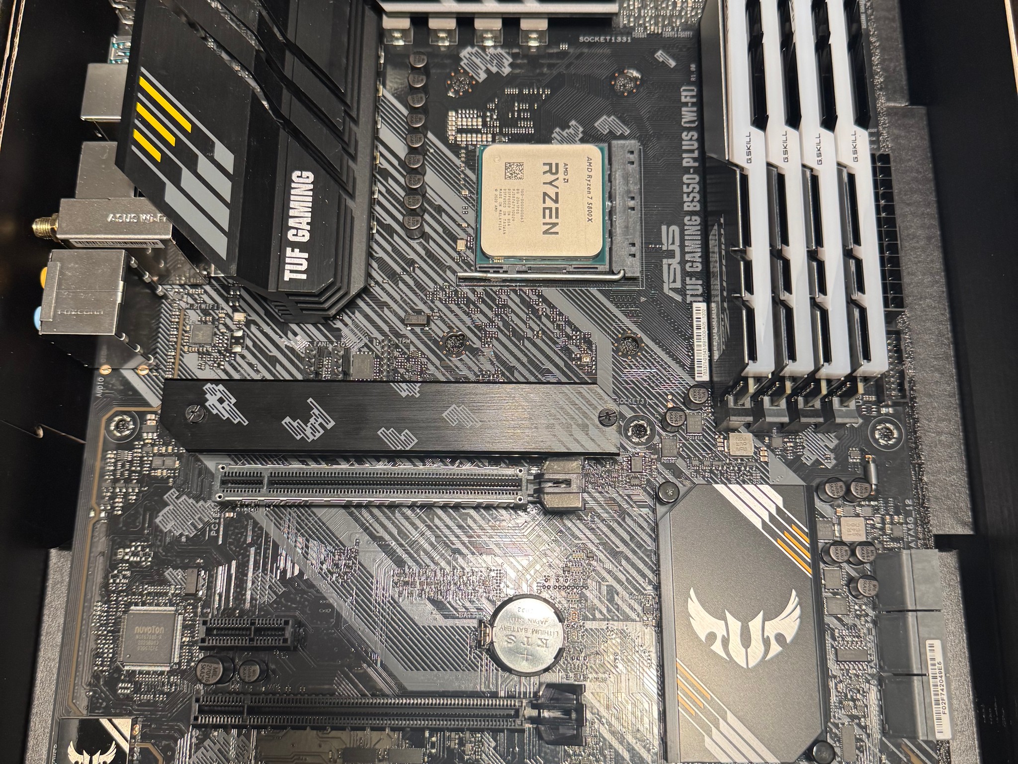 ASUS TUF B550 PLUS (WiFi) Gently used. Pictures show processor and ram on motherboard.(Not Included)