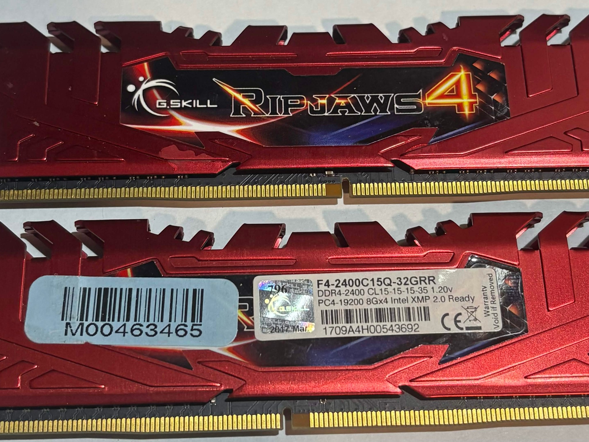 G.SKILL Ripjaws 4 16GB (2x8GB) DDR4 2400MHz CL15 Memory Kit | Red | Tested Working
