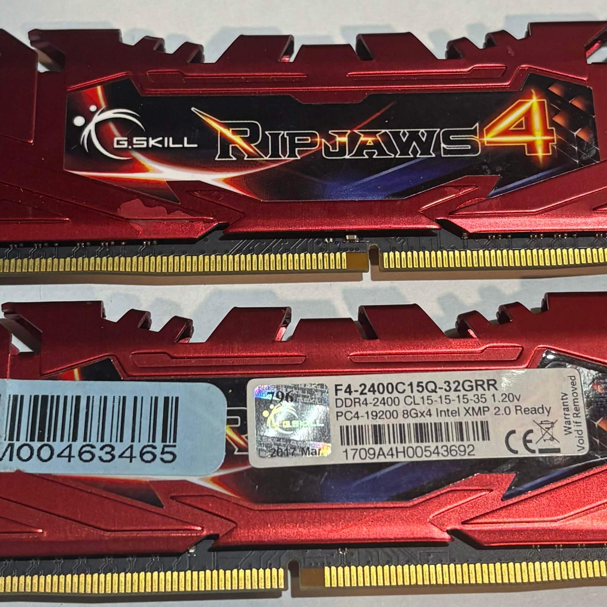 G.SKILL Ripjaws 4 16GB (2x8GB) DDR4 2400MHz CL15 Memory Kit | Red | Tested Working