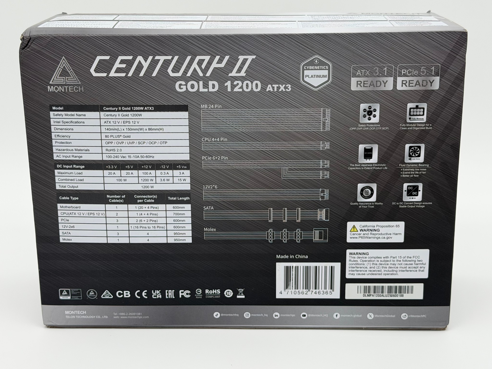 Montech Century II Gold 1200W ATX 3.1 Fully Modular PSU