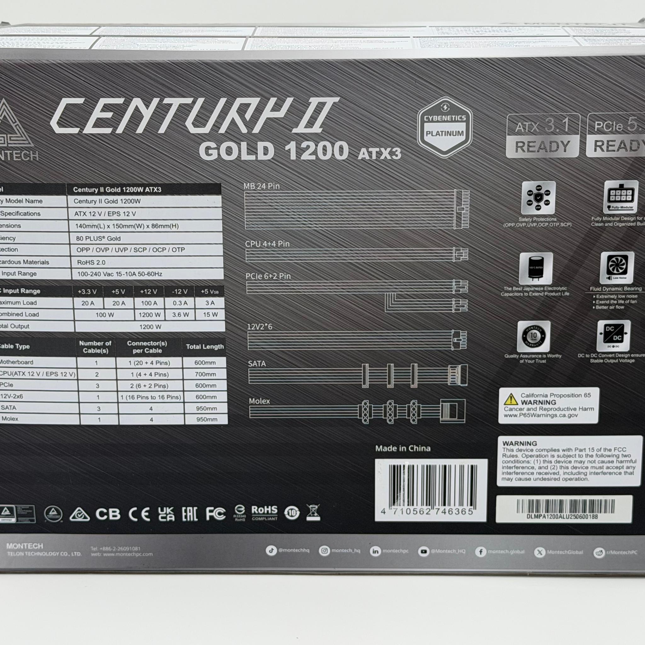Montech Century II Gold 1200W ATX 3.1 Fully Modular PSU