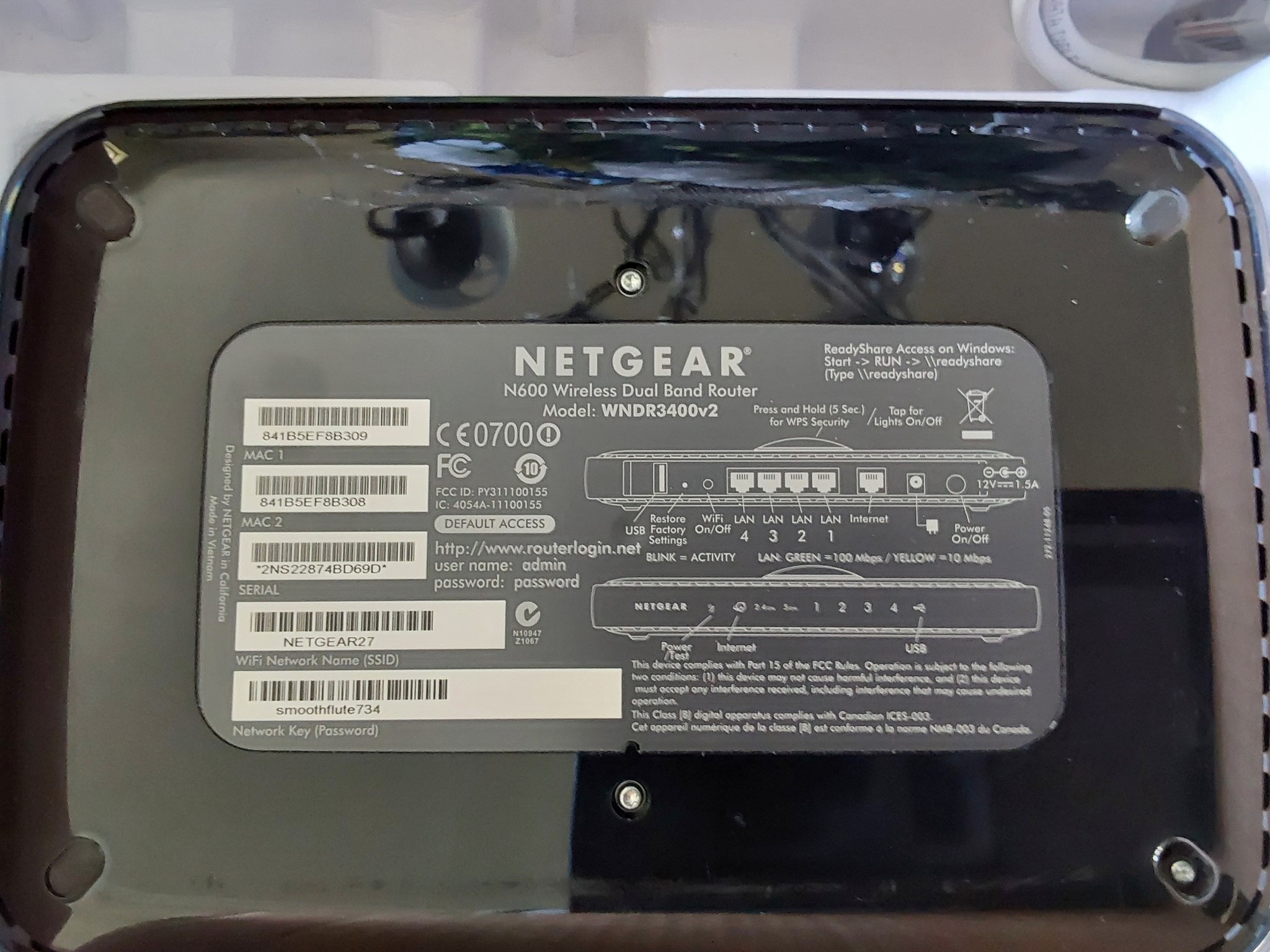 NETGEAR WNDR3400v2-100NAS N600 DUAL BAND WI-FI ROUTER
