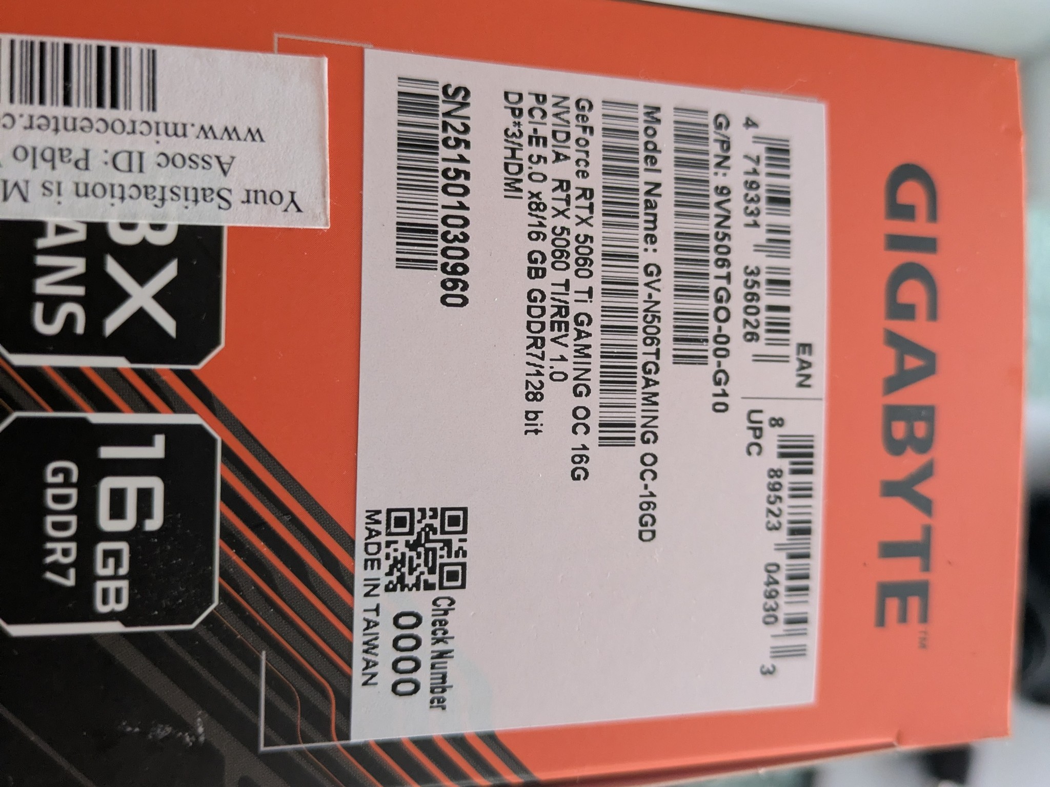 GIGABYTE RTX 5060 Ti Gaming OC 16GB