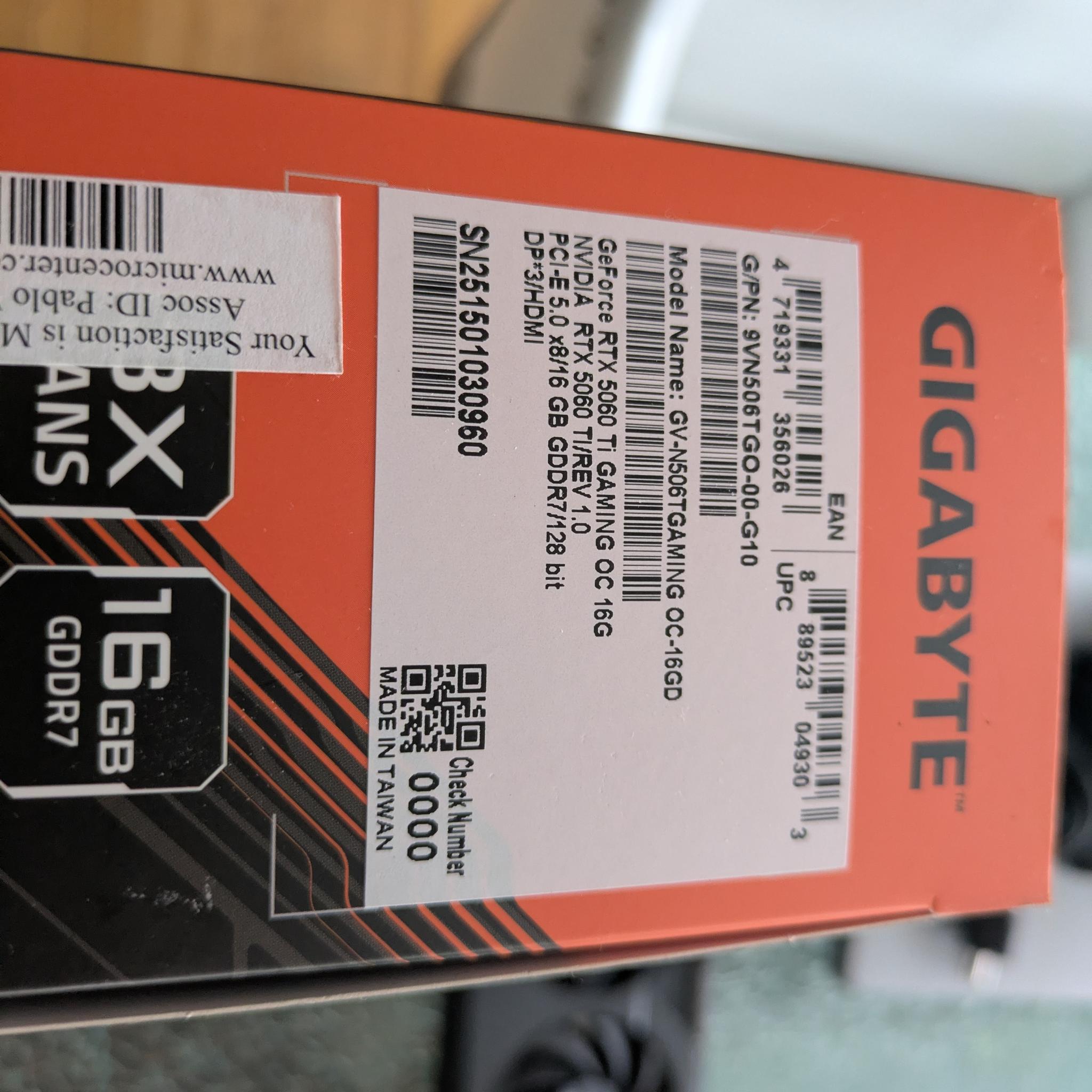 GIGABYTE RTX 5060 Ti Gaming OC 16GB