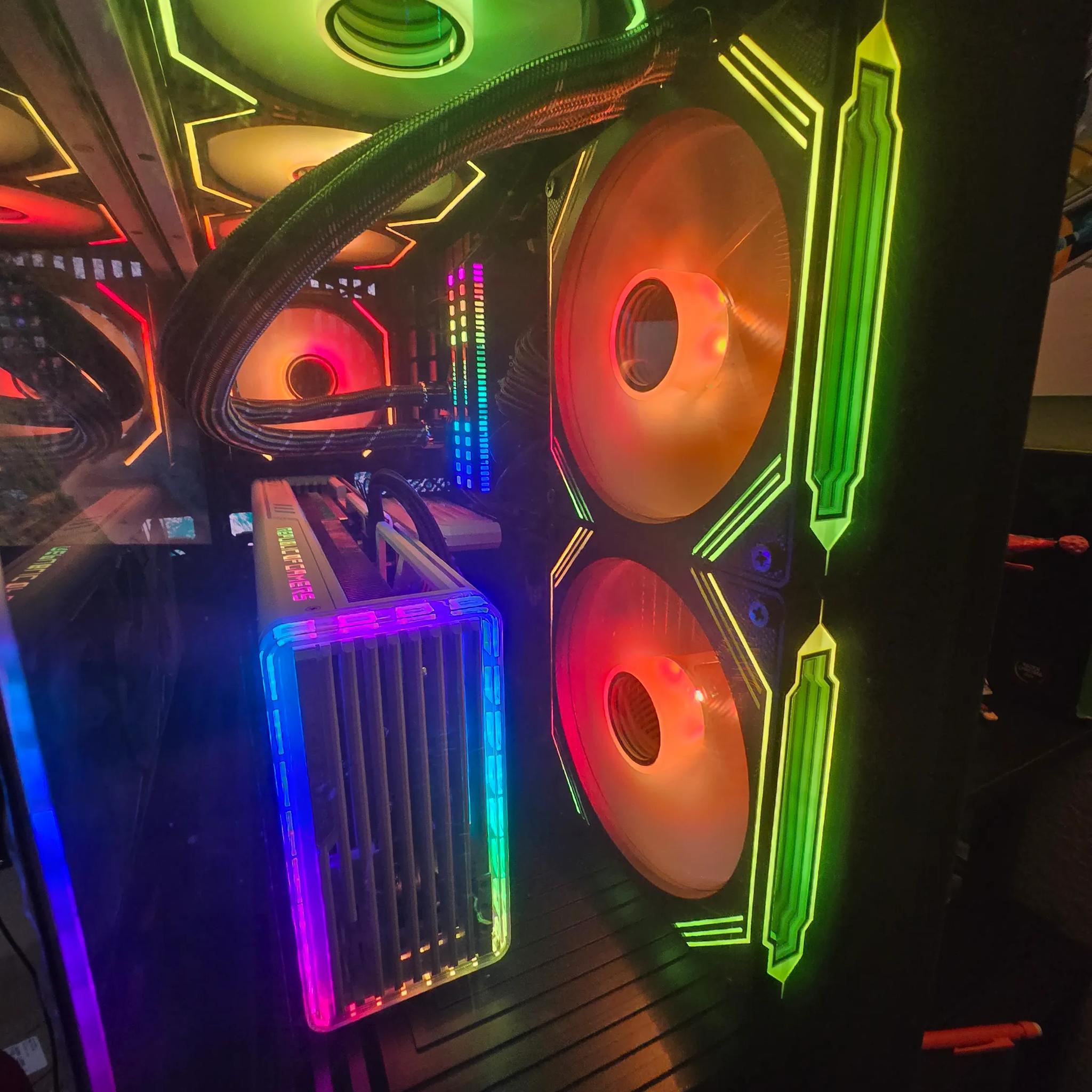 WHITE AND BLACK 4K/1440P POWERFUL GAMING/STREAMING PC:4080, 7800X3D, 2TB 980 PRO, 32GB DOMINATOR RAM