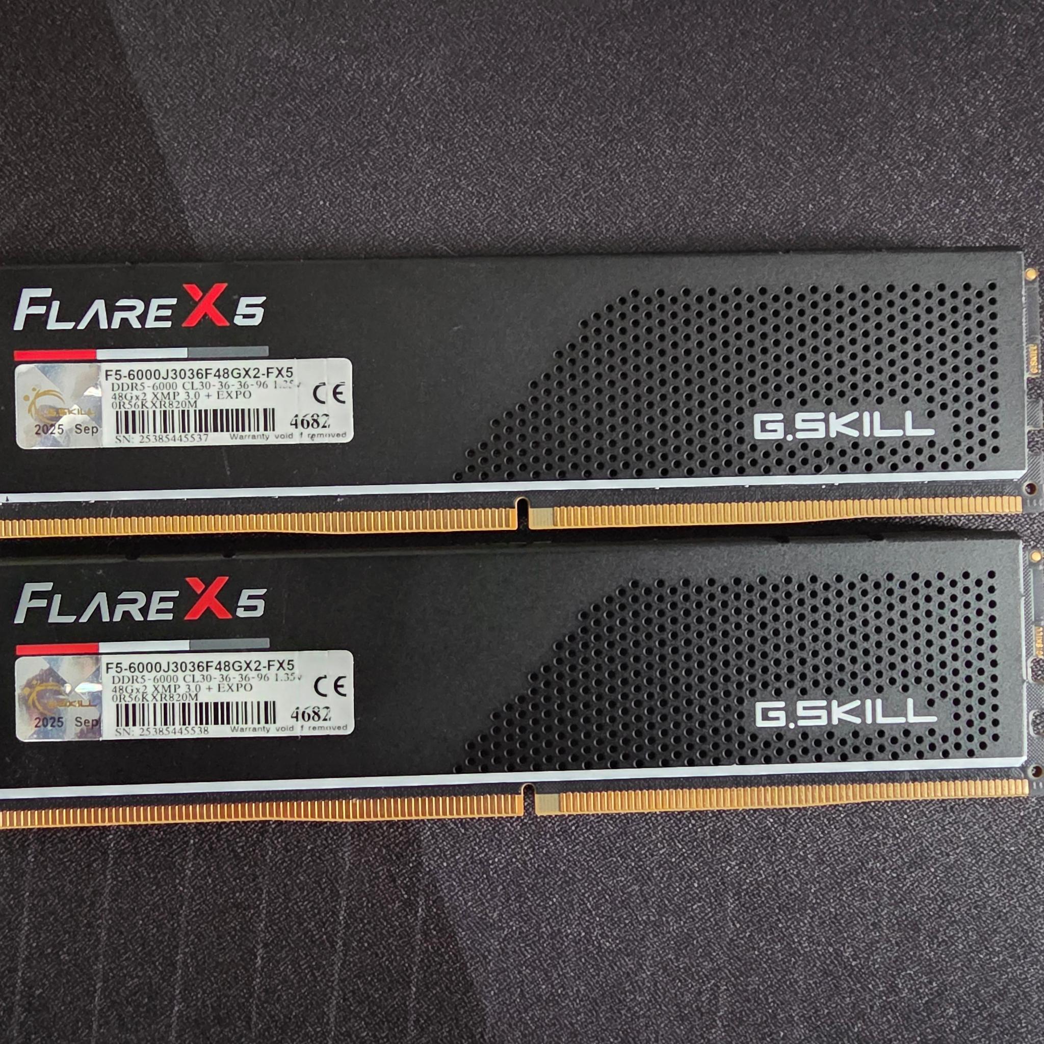 G.Skill Flare X5 96GB (2x48GB) DDR5-6000 CL30-36-36-96 (F5-6000J3036F48GX2-FX5)