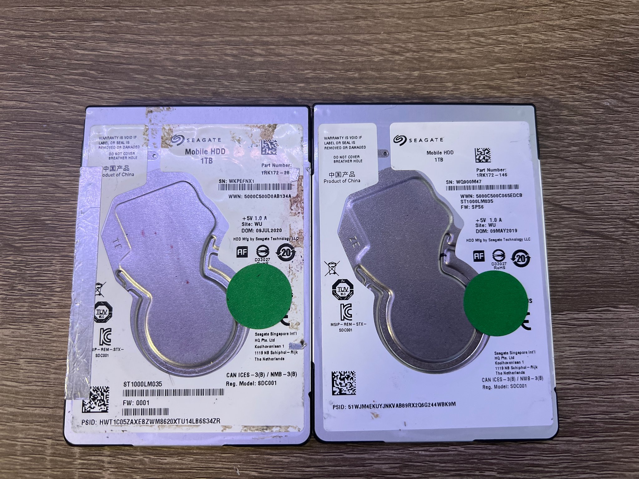 Lot of 2 1TB 2.5” HDD ST1000LM035