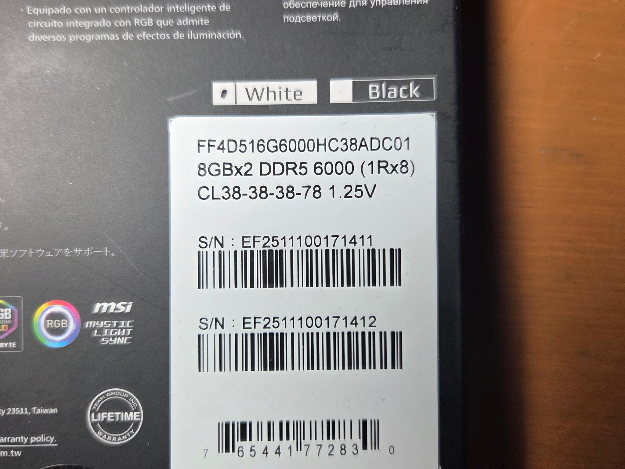 TEAMGROUP T-Force Delta RGB DDR5 16GB DDR5-6000 (2x8GB) (PC5 48000)