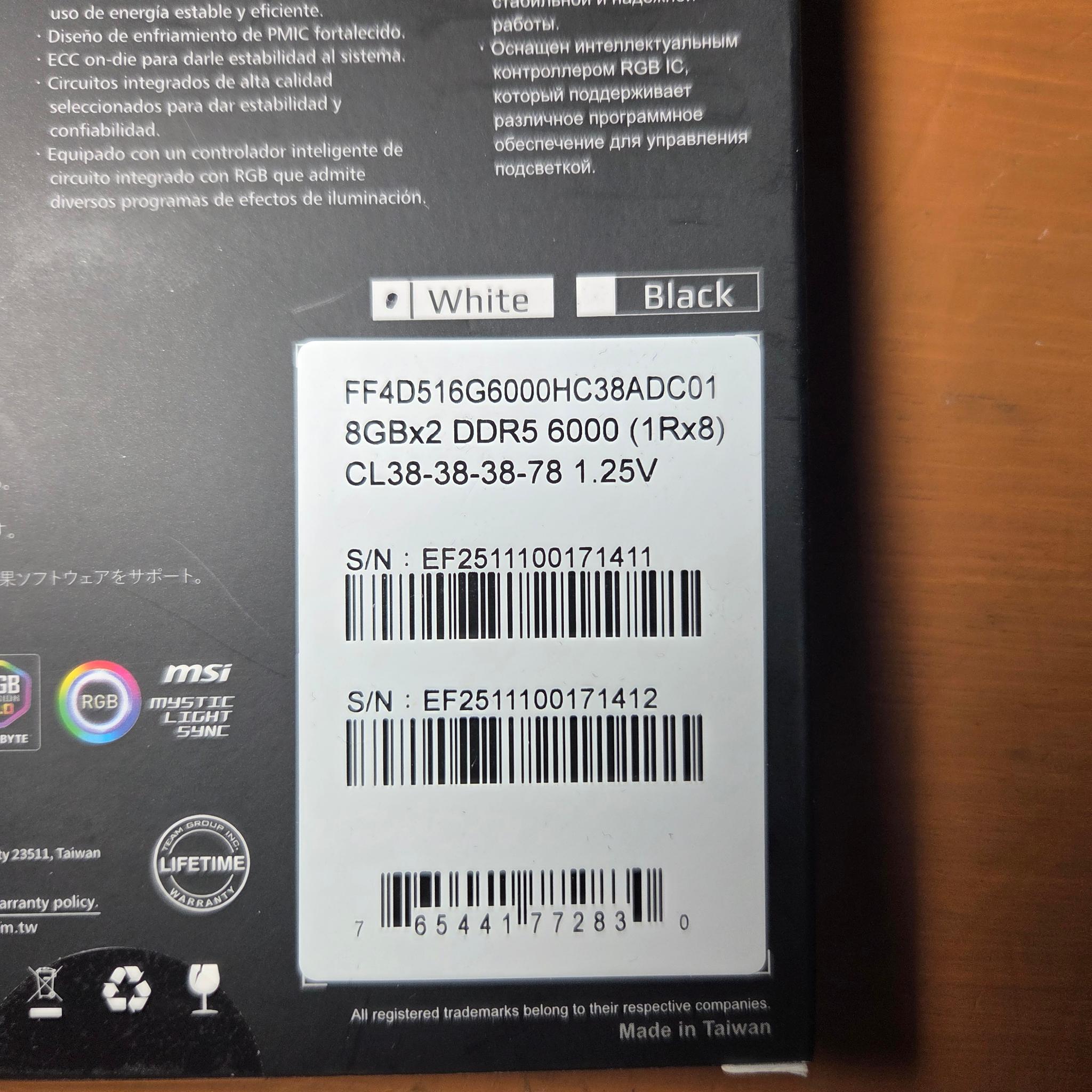 TEAMGROUP T-Force Delta RGB DDR5 16GB DDR5-6000 (2x8GB) (PC5 48000)