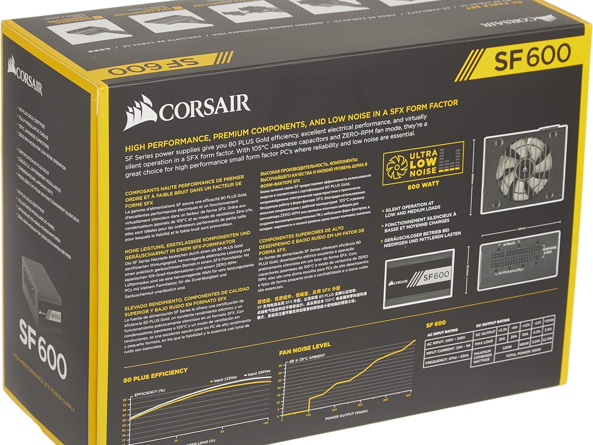Corsair SF600 80+ Gold 600w SFX PSU Power Supply w/ All Original Cables