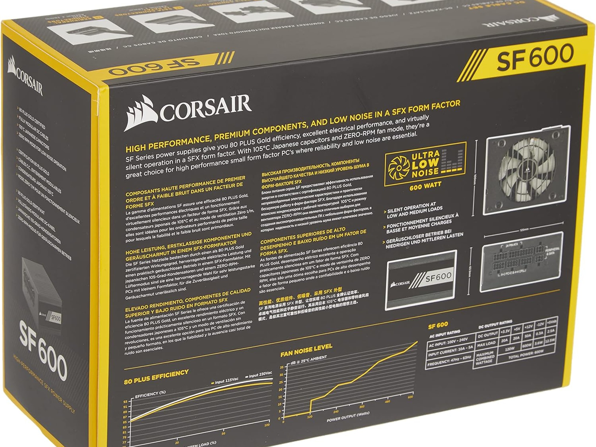 Corsair SF600 80+ Gold 600w SFX PSU Power Supply w/ All Original Cables