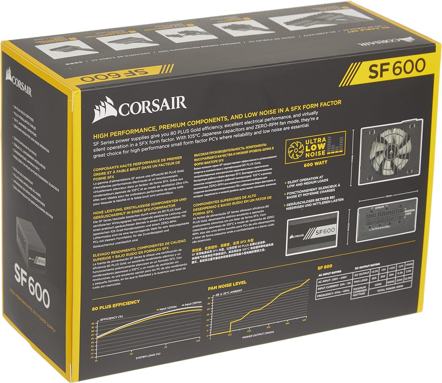Corsair SF600 80+ Gold 600w SFX PSU Power Supply w/ All Original Cables