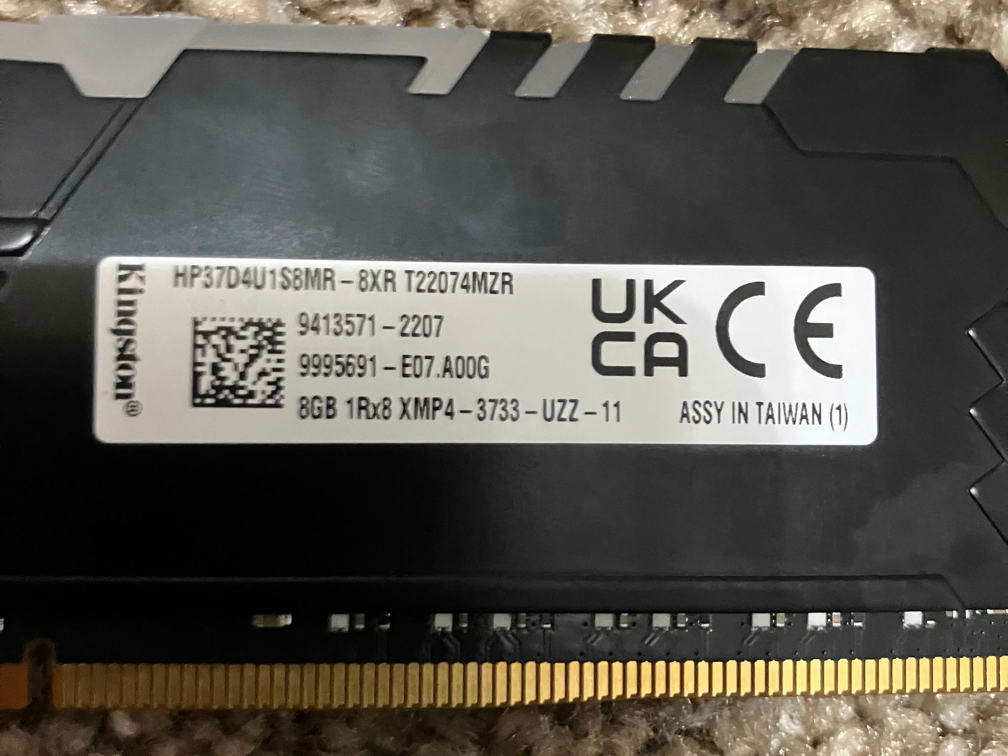 HP Kingston HyperX Fury RGB 8GB DDR4 3733 PC4 Omen 30L