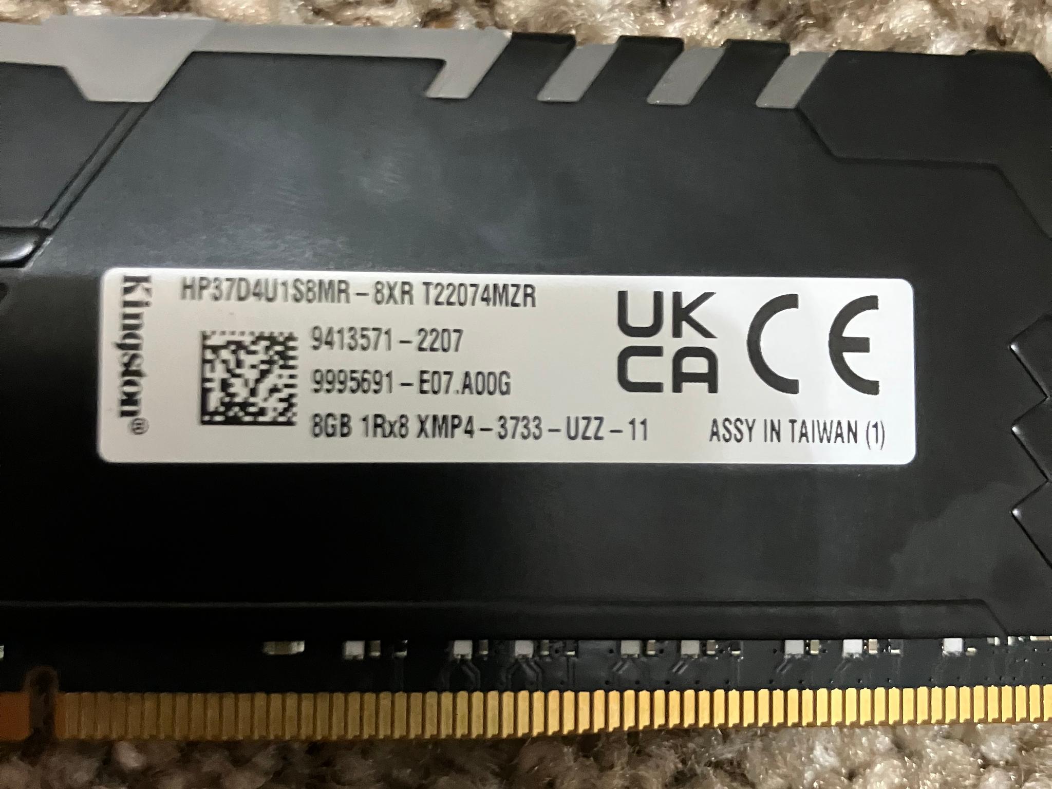 HP Kingston HyperX Fury RGB 8GB DDR4 3733 PC4 Omen 30L