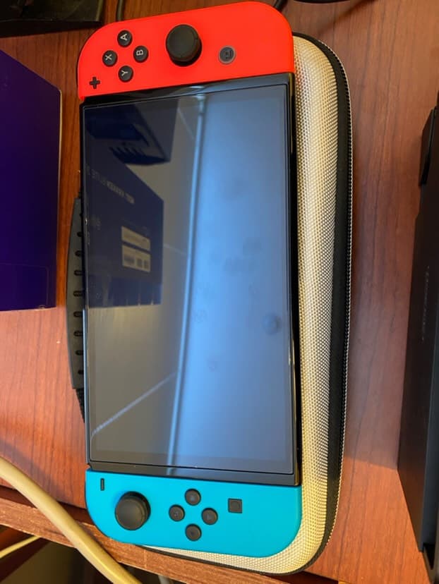 Nintendo Switch System OLED with Neon Blue Red Joy-Con