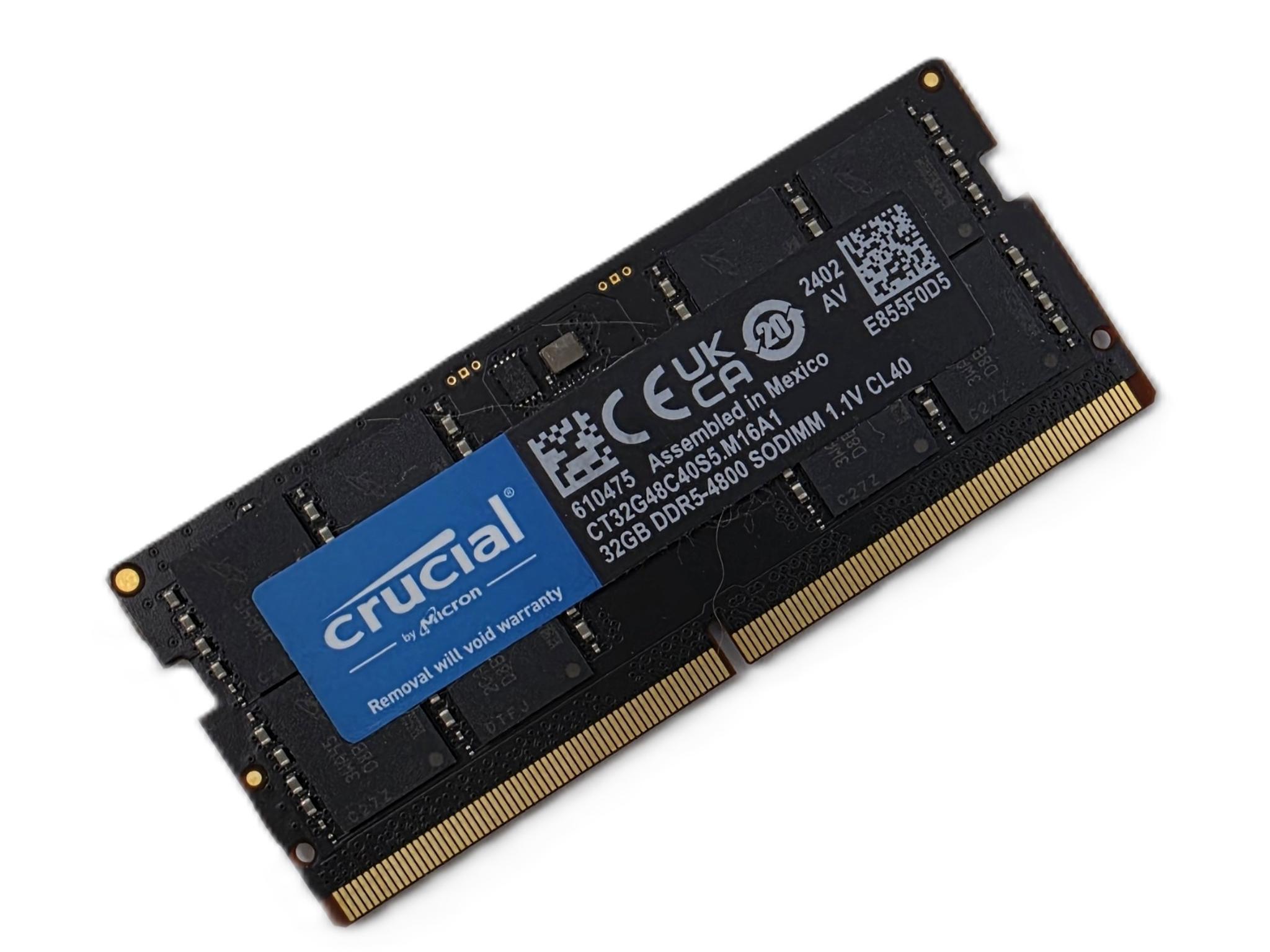 Crucial 32GB DDR5-4800 SODIMM Laptop RAM – CT32G48C40S5