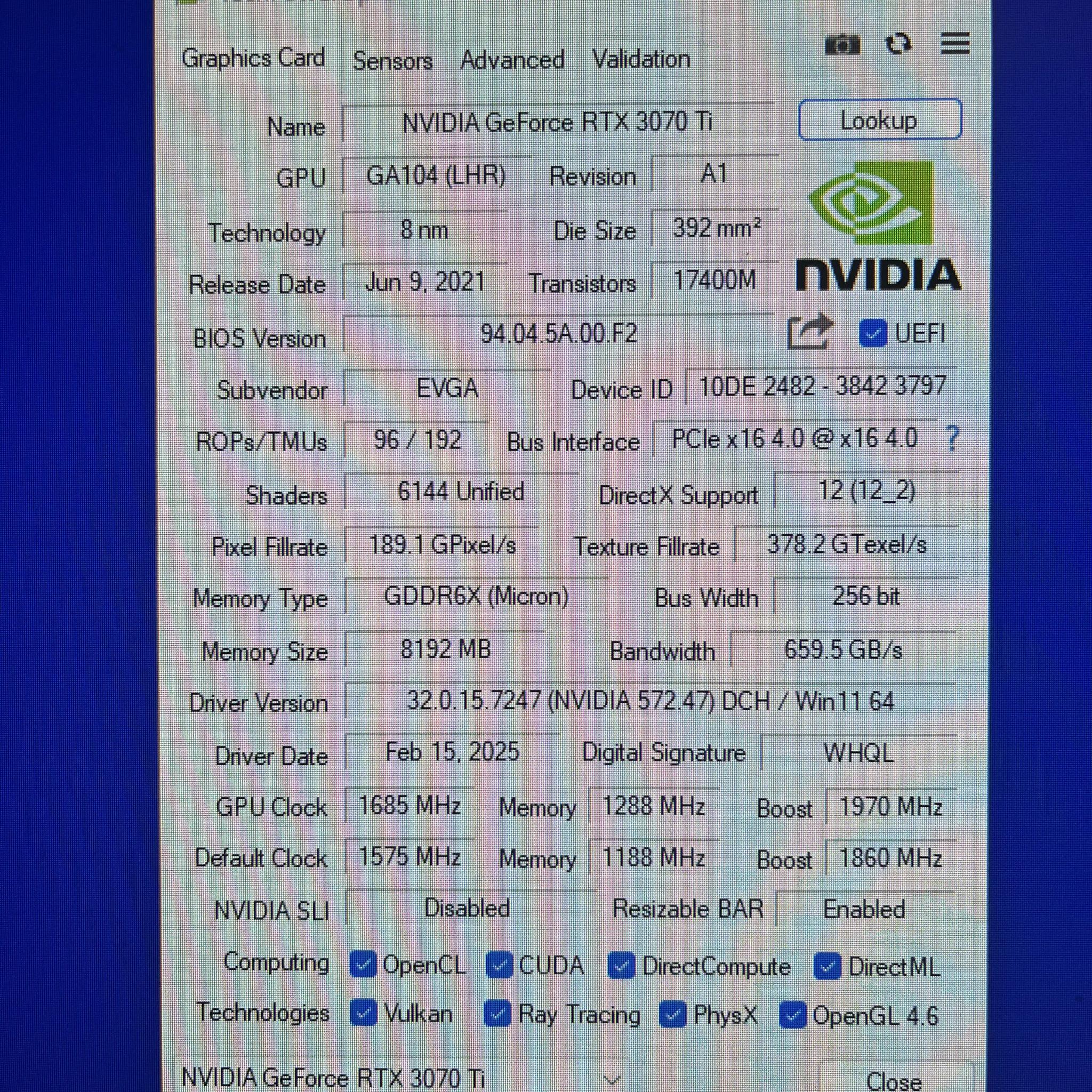 EVGA RTX 3070 Ti FTW3 ULTRA