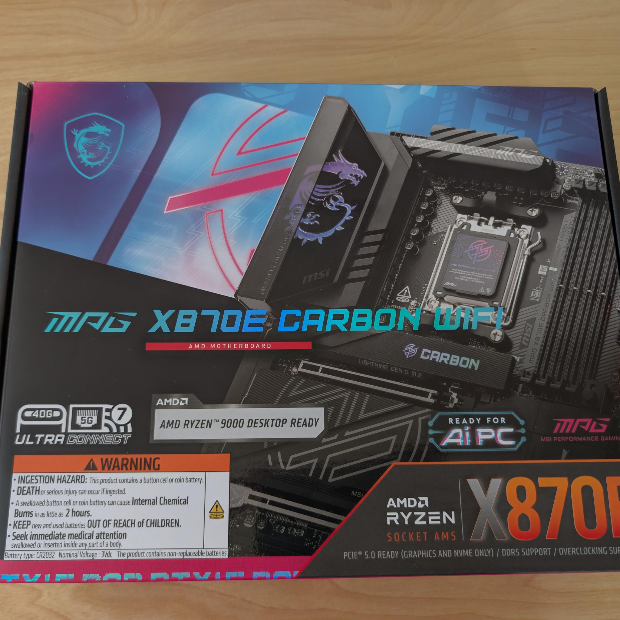 NEW MSI MPG X870E CARBON WIFI AM5 Motherboard | Ryzen 9000 Ready | WiFi 7 | USB4 | PCIe 5.0