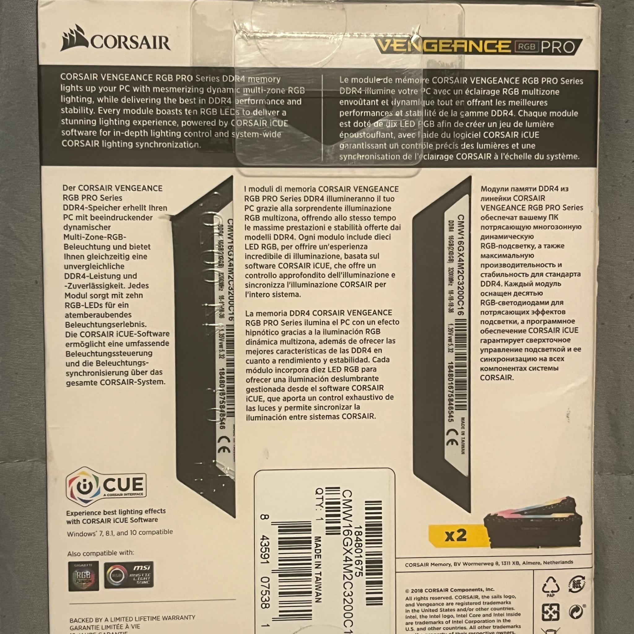 Corsair Vengeance RGB PRO 16GB DDR4 3200MHz
