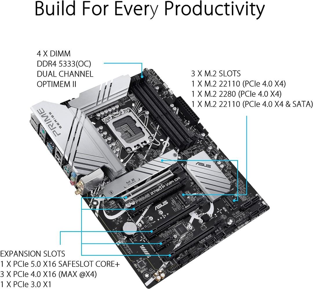 ASUS PRIME Z790-P WIFI D4 Intel LGA 1700 Z790 ATX M.2 Desktop Motherboard A