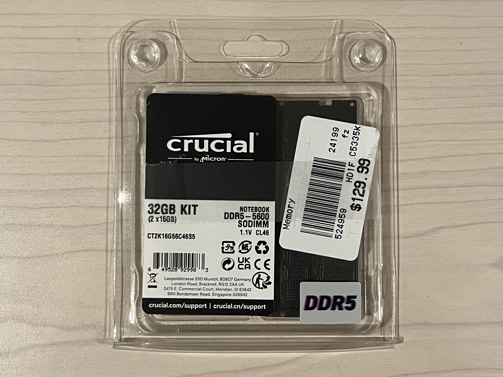 Crucial 32GB DDR5 Laptop Memory