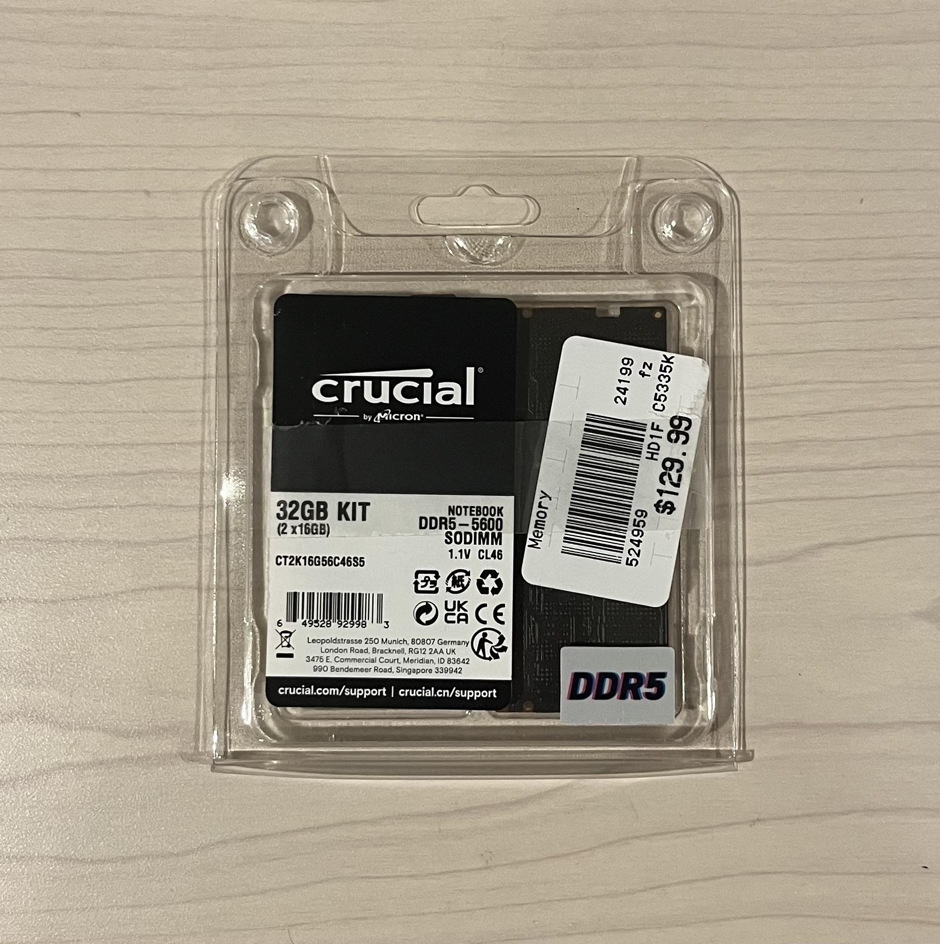 Crucial 32GB DDR5 Laptop Memory