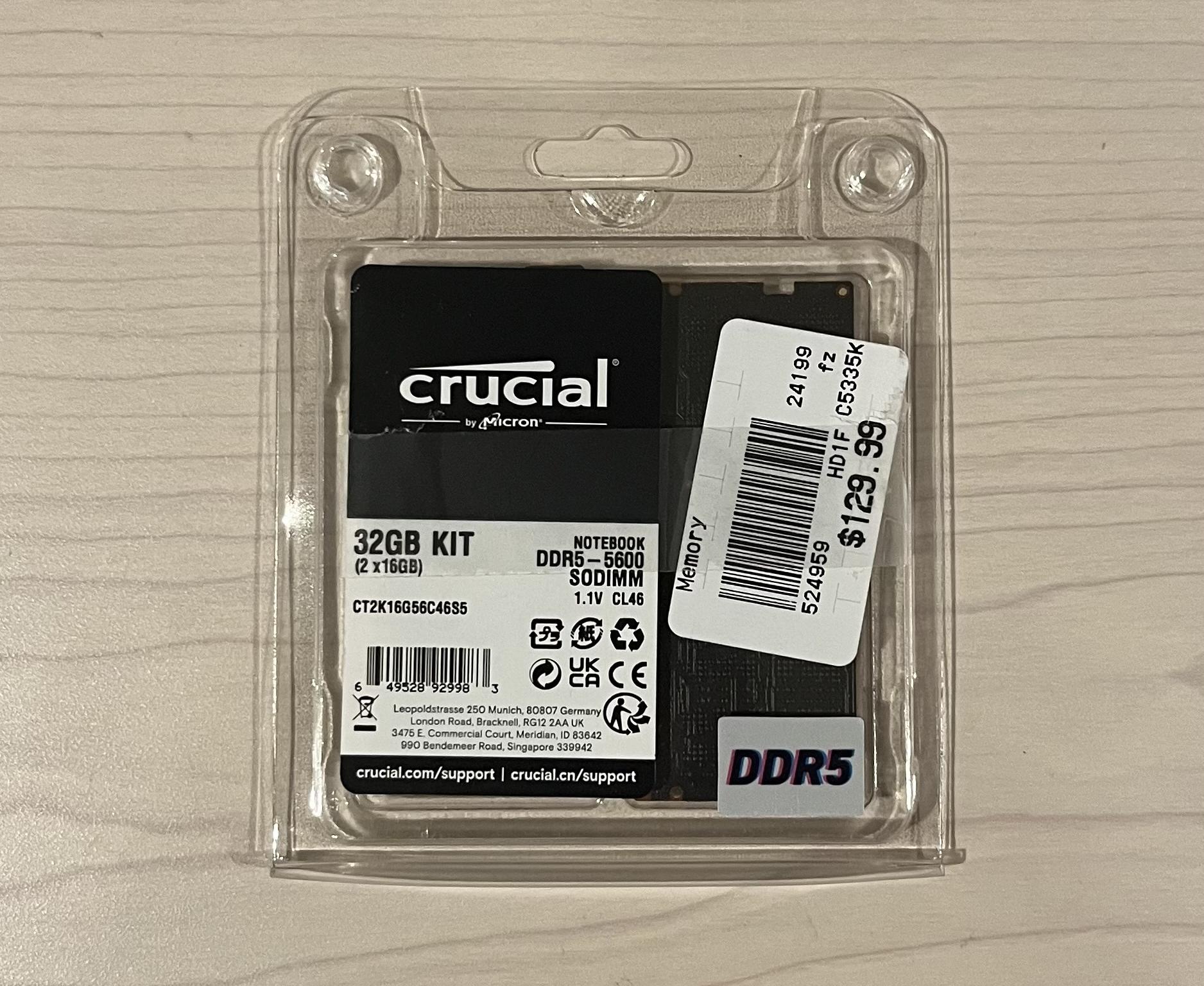 Crucial 32GB DDR5 Laptop Memory