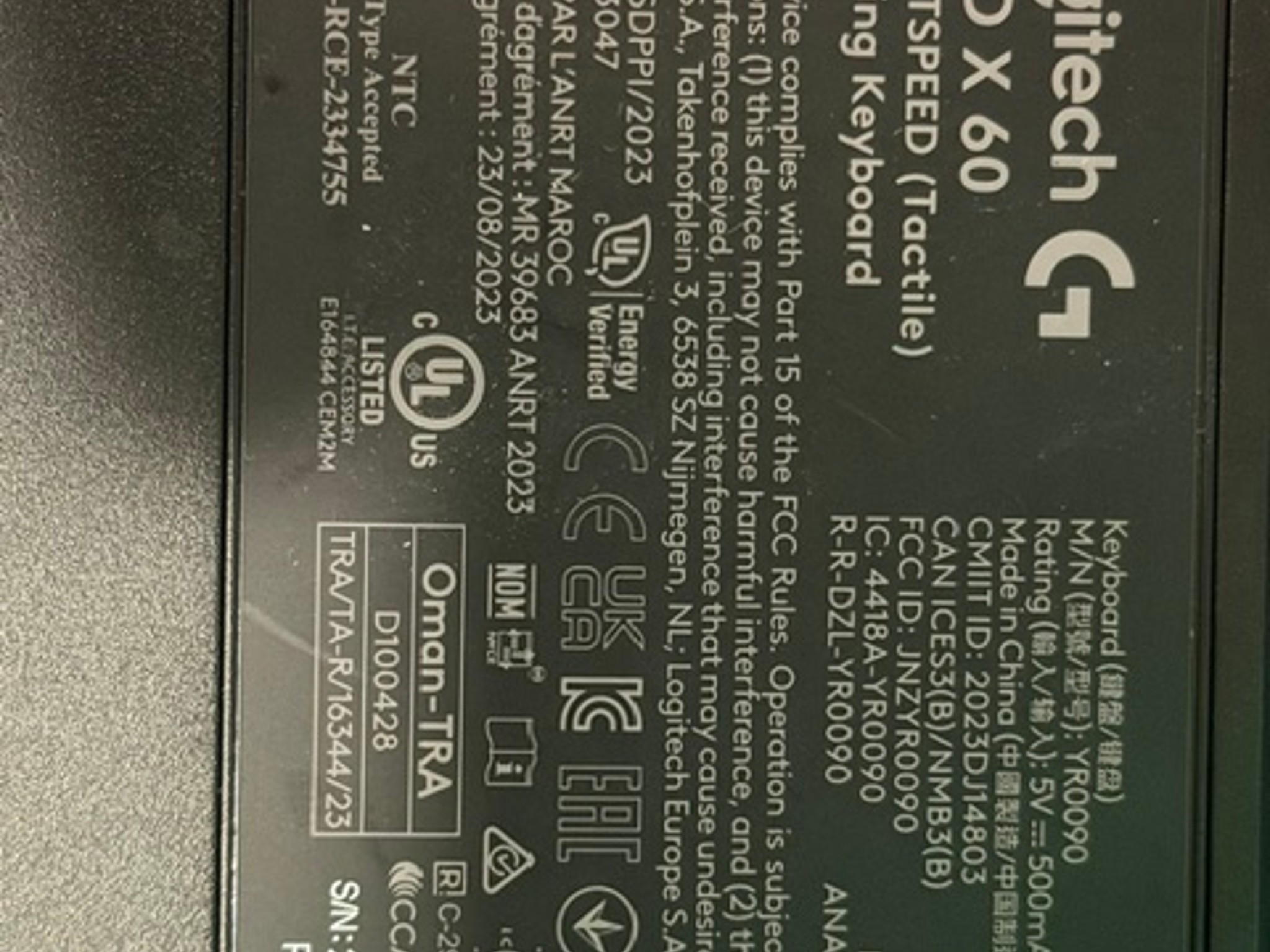 Pro X 60 Lightspeed keyboard Wireless
