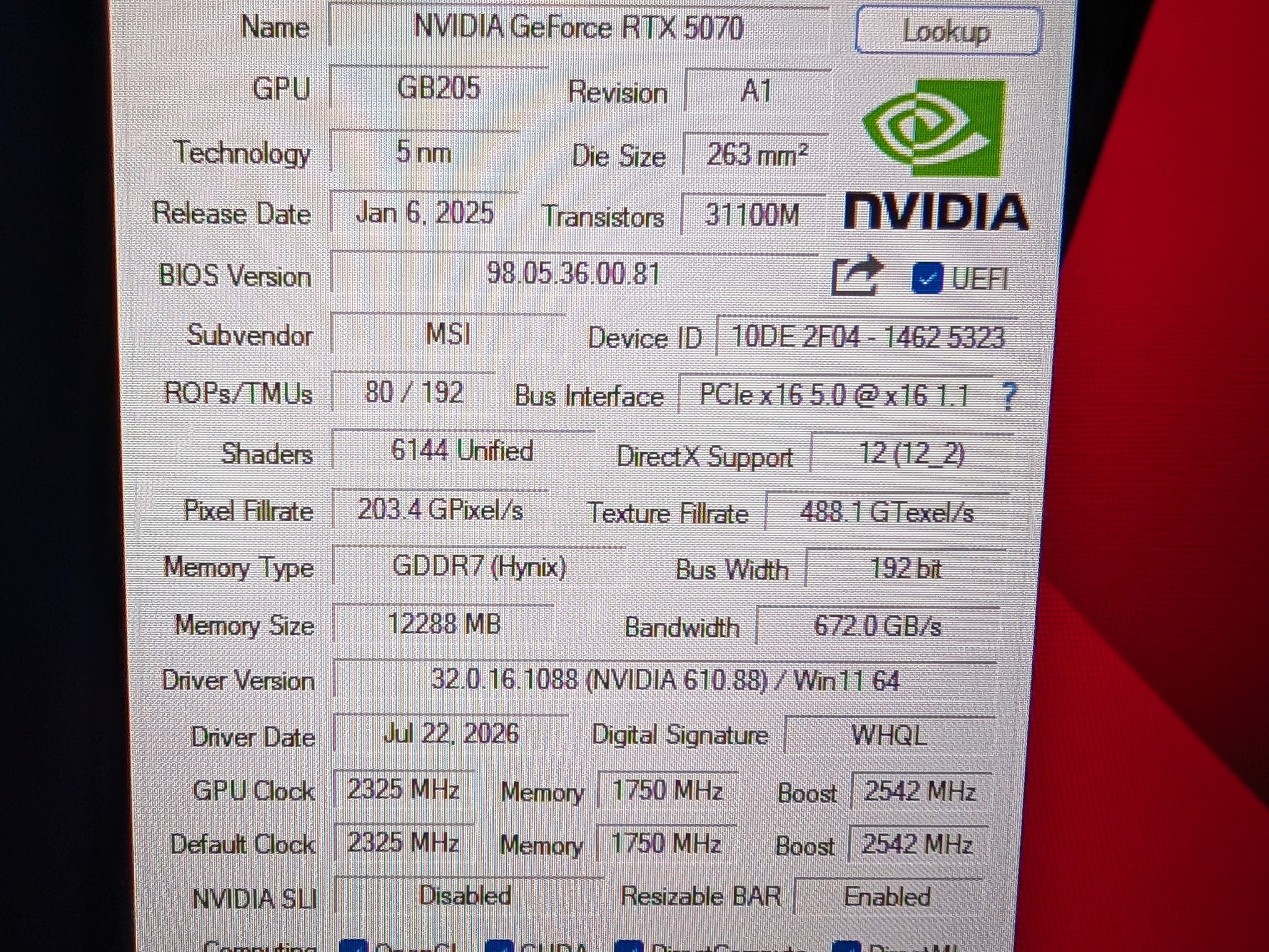 MSI GeForce RTX 5070 12G SHADOW 3X OC
