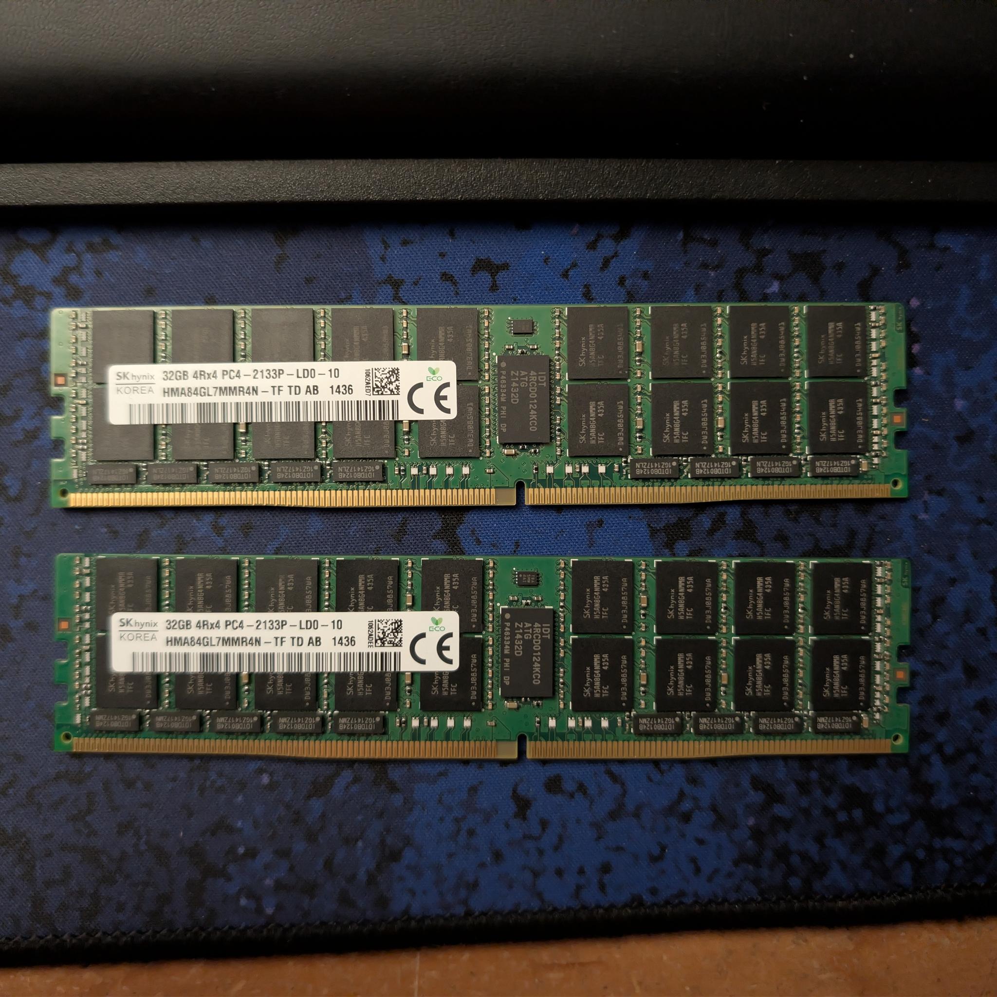 SK Hynix ECC DDR4 RDIMM Memory - 64GB - 2133 MT/s - 2x32GB