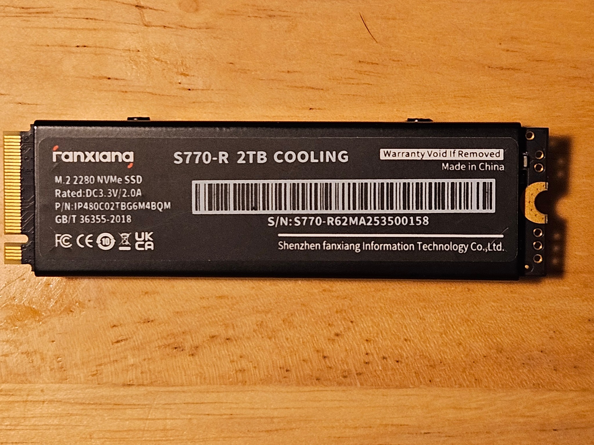 Fanxiang S 770 2TB SSD with included heatsink