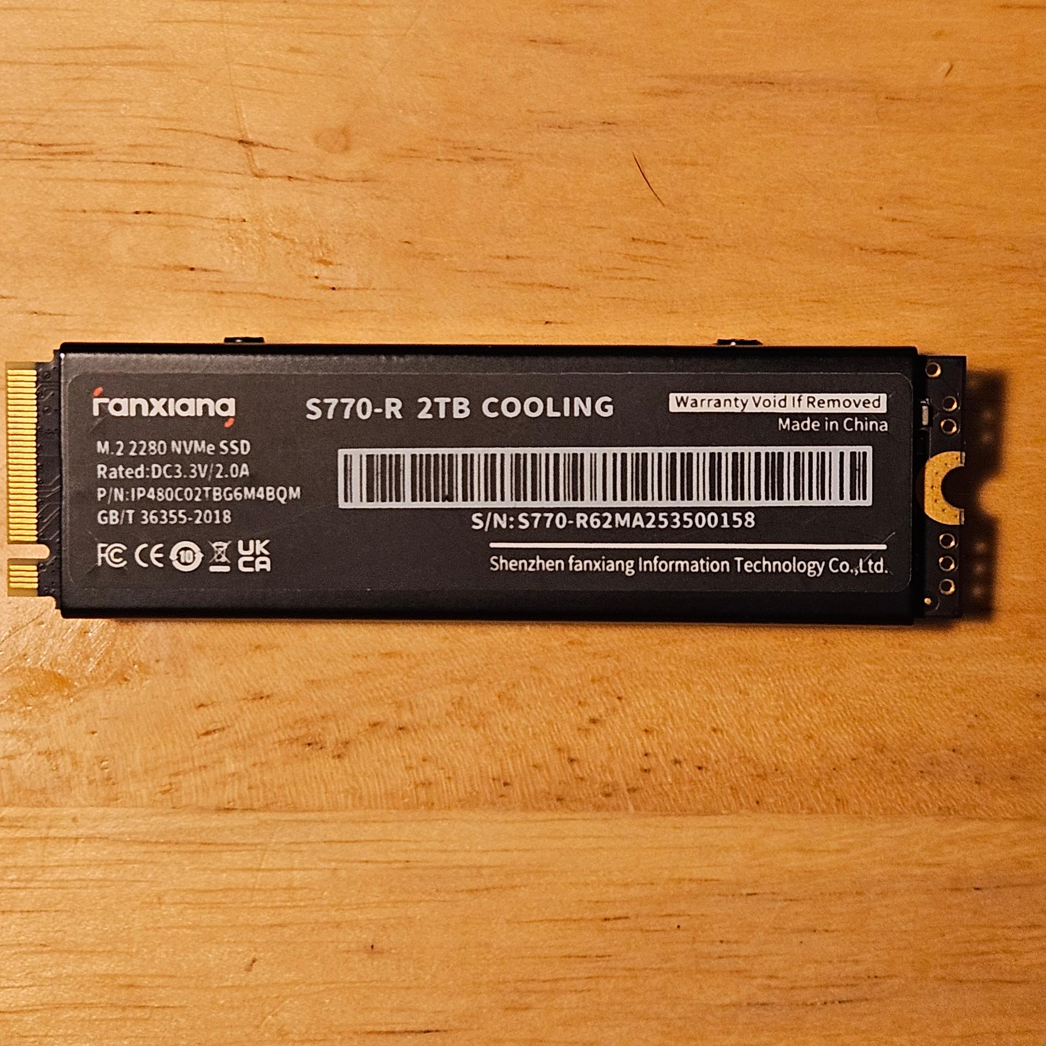 Fanxiang S 770 2TB SSD with included heatsink