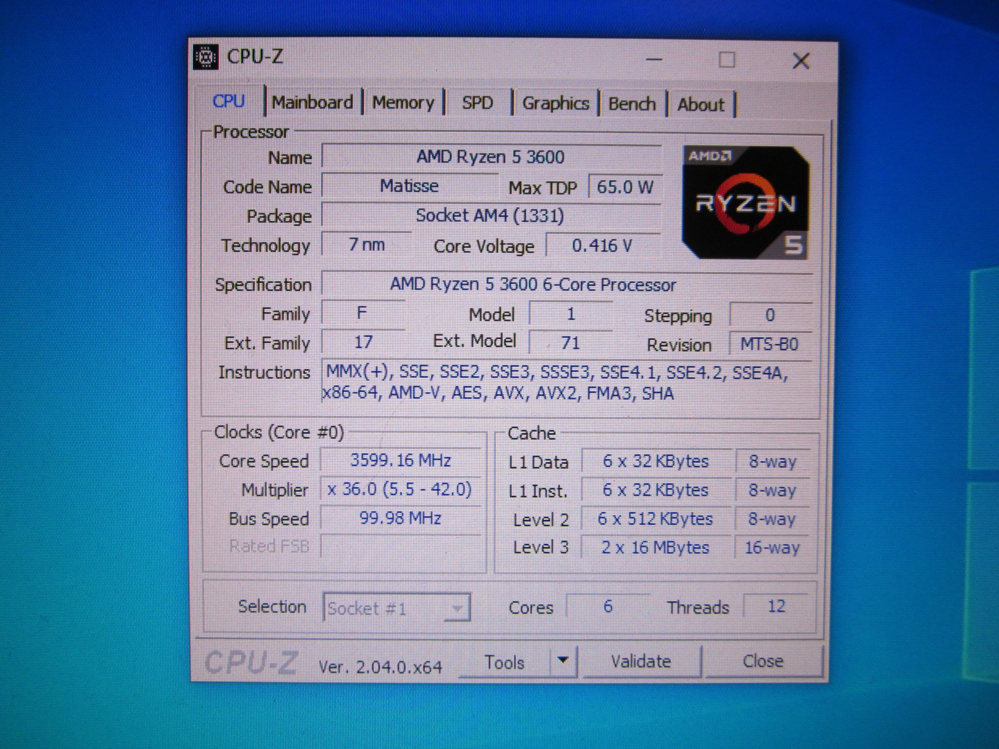 AMD Ryzen 5 3600 3.6GHz AM4 CPU with Cooler