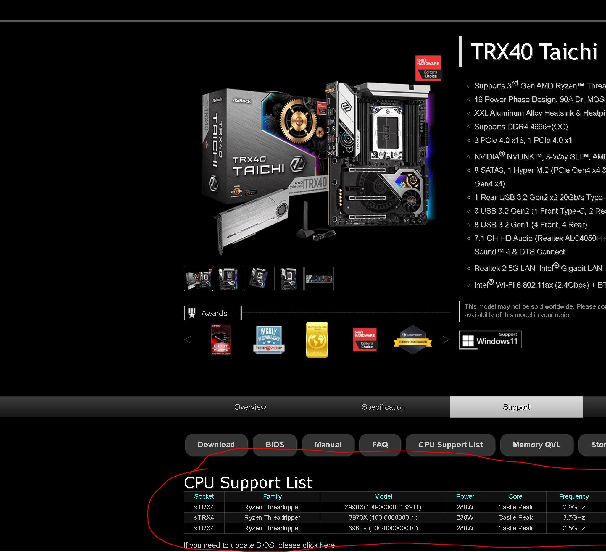 *READ DESC!!!* ASRock TRX40 Taichi AMD Socket sTRX4 DDR4 ATX Desktop Motherboard