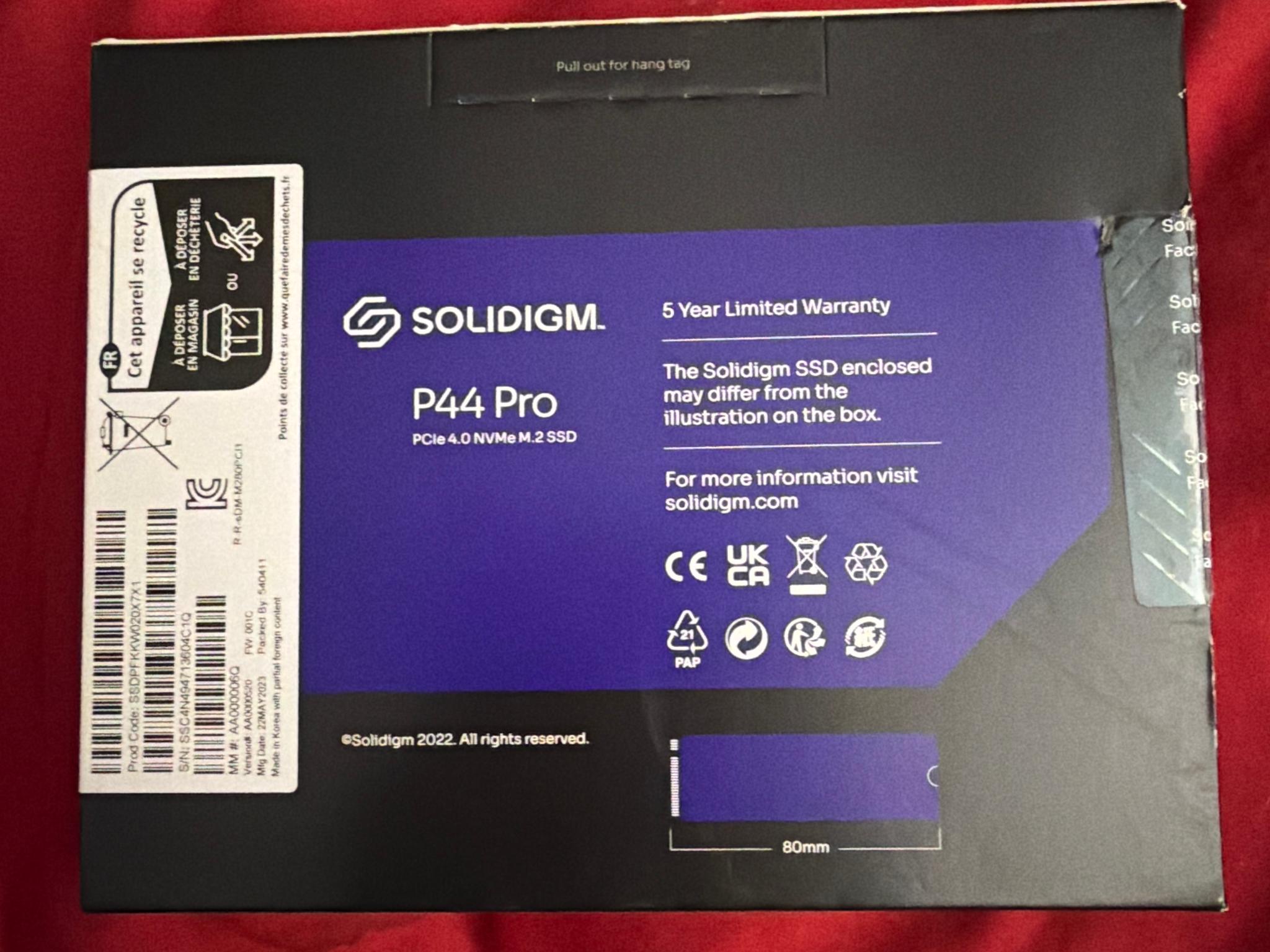 2TB Solidigm P44 Pro Gen 4 SSD 7000 MB/s