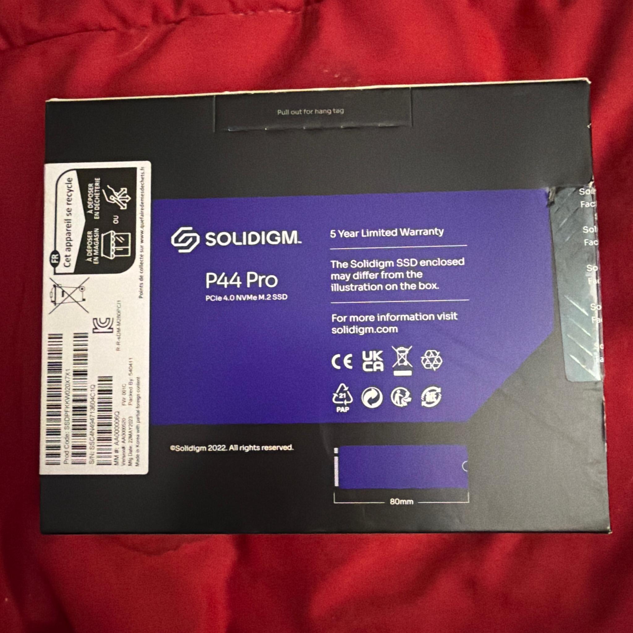 2TB Solidigm P44 Pro Gen 4 SSD 7000 MB/s