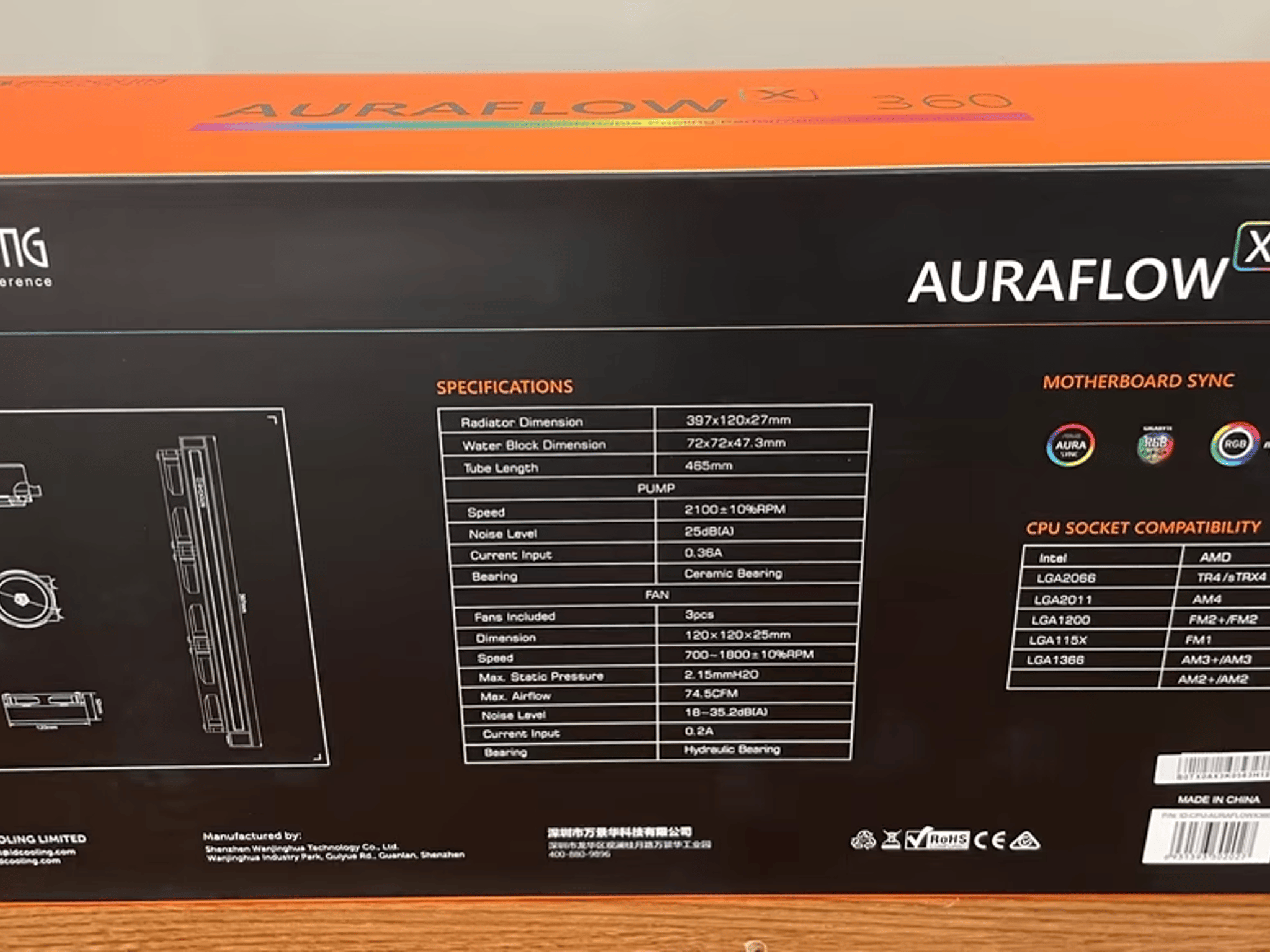 BNIB Auraflow 360MM 12V AIO