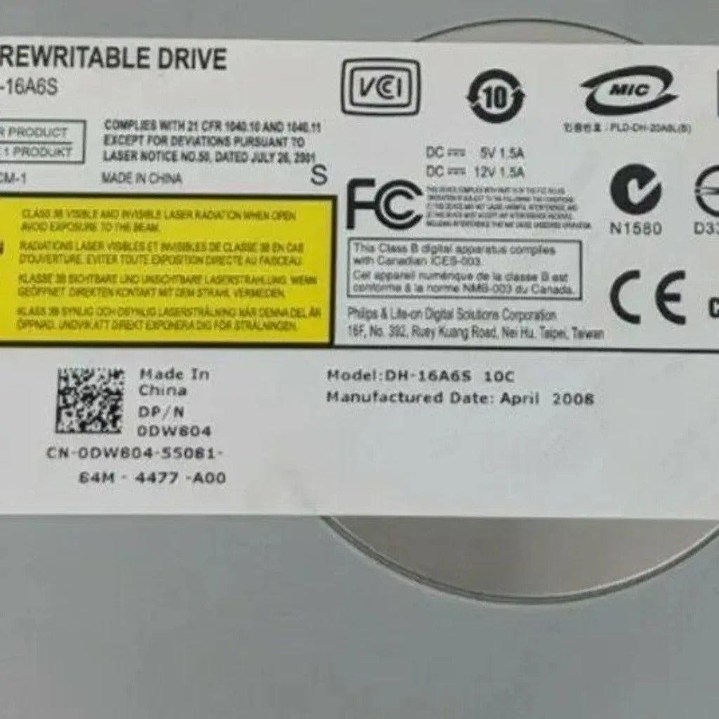 PHILIPS LITE-ON DVD CD 5.25" REWRITABE DRIVE DH-16A6S SATA CDRW CD±RW
