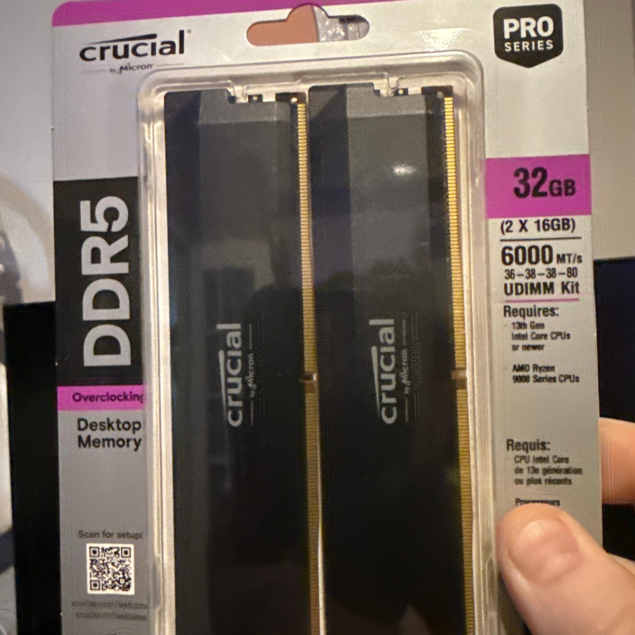 Crucial By Micron 32GB DDR5 Pro OC cl36 6000mt/s new in box