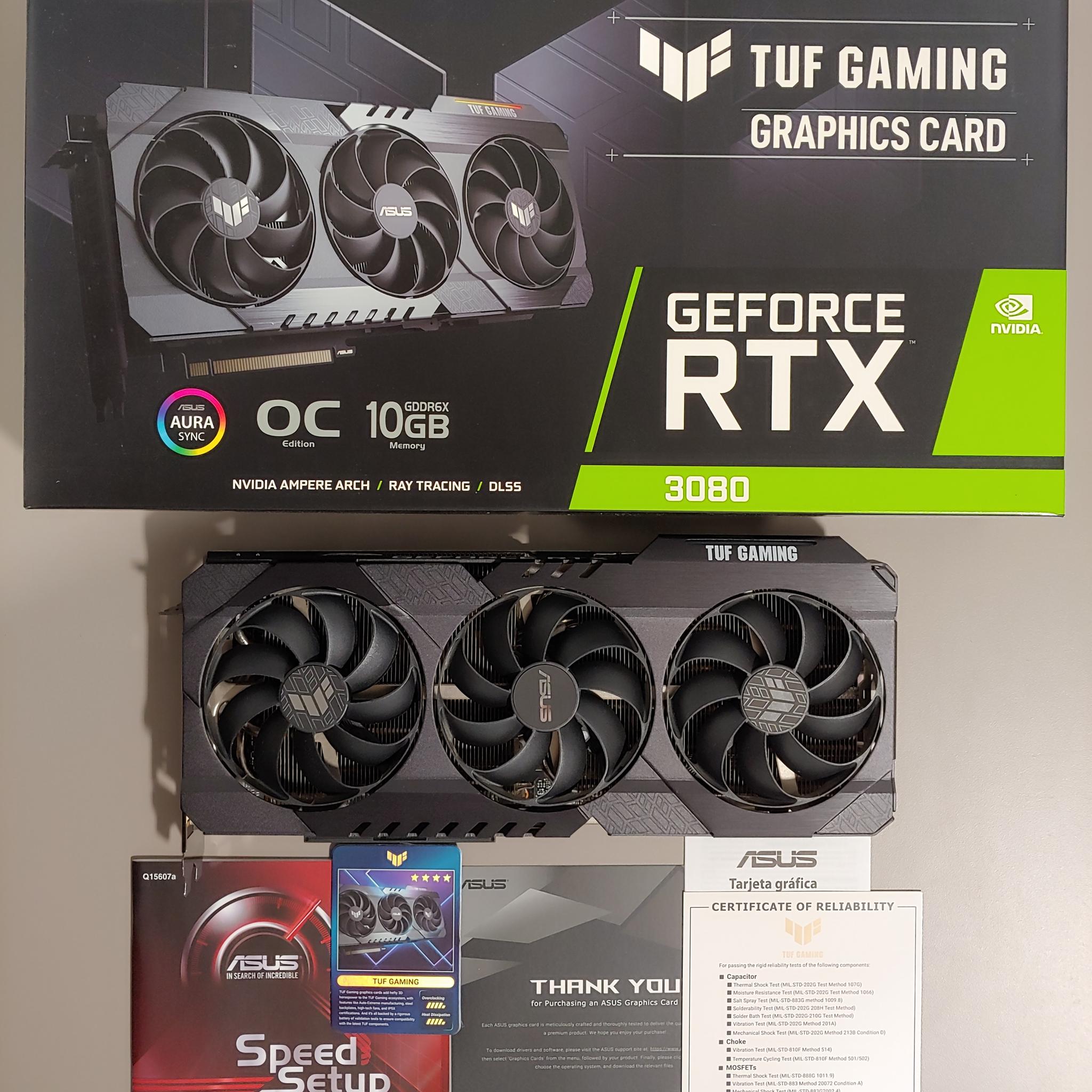 ASUS TUF Gaming RTX 3080 OC 10GB GDDR6X – Tested – Original Box